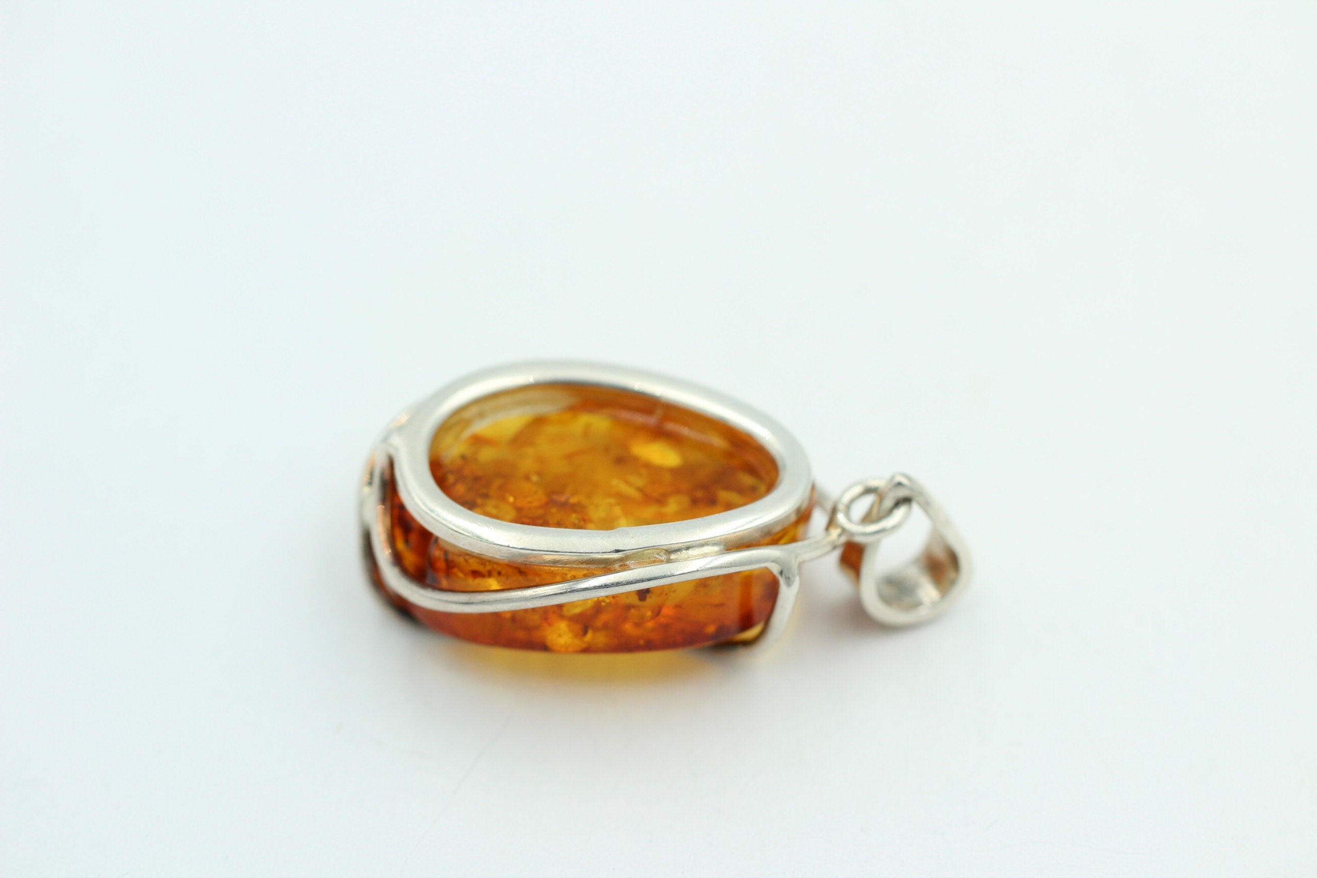 Design Bernsteinanhänger 925 Silber Bernstein Schmuck Collier Kette Bernstein