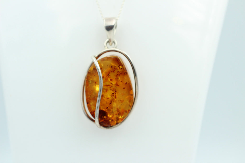 Design Bernsteinanhänger 925 Silber Bernstein Schmuck Collier Kette Bernstein