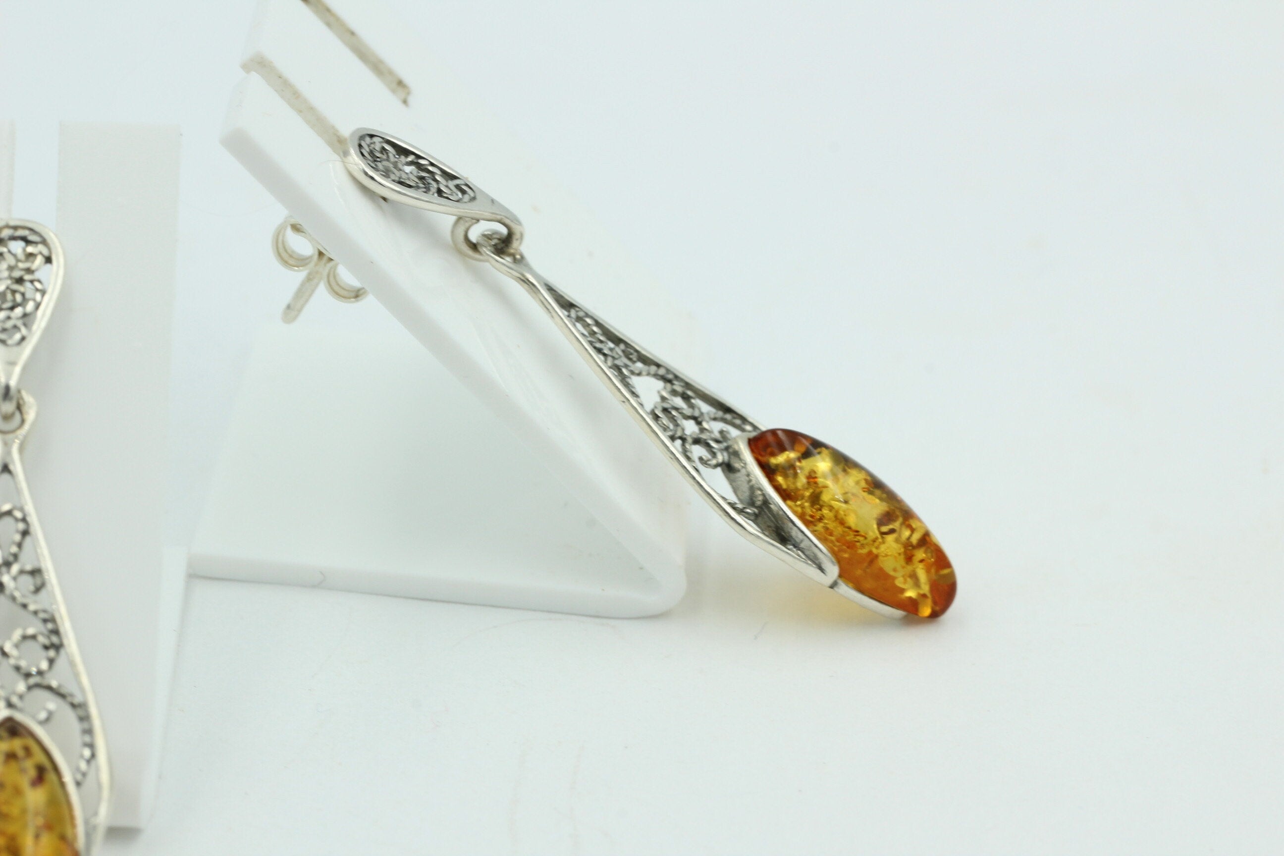 Bernstein Ohrhänger 925 Silber Filigran Bernsteinschmuck Top Edel