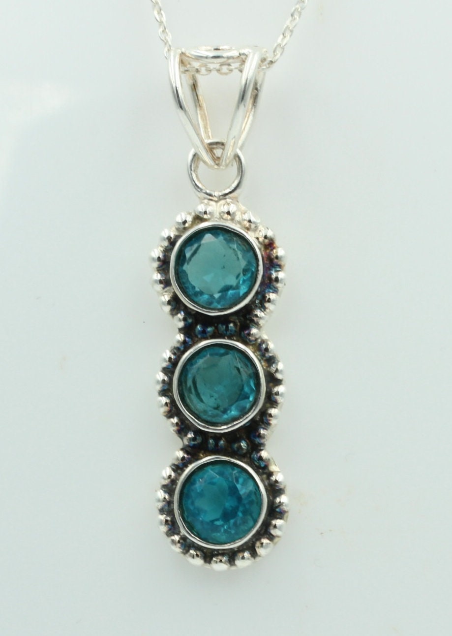 Blautopas Anhänger 925 Silber Collier Kette blauer Topas Sonderposten