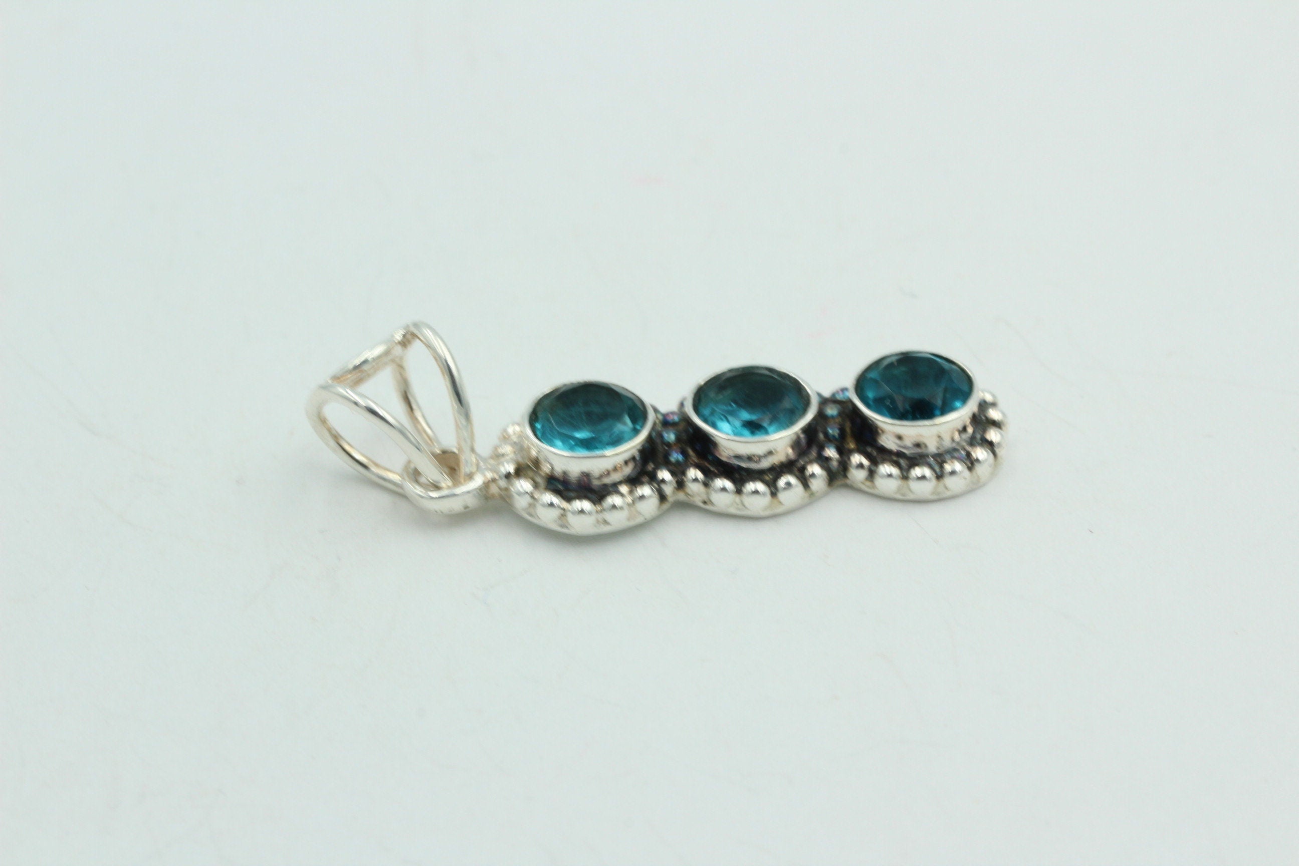 Blautopas Anhänger 925 Silber Collier Kette blauer Topas Sonderposten