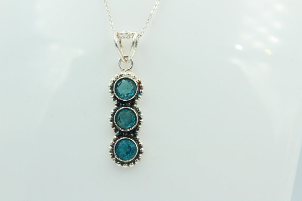 Blautopas Anhänger 925 Silber Collier Kette blauer Topas Sonderposten