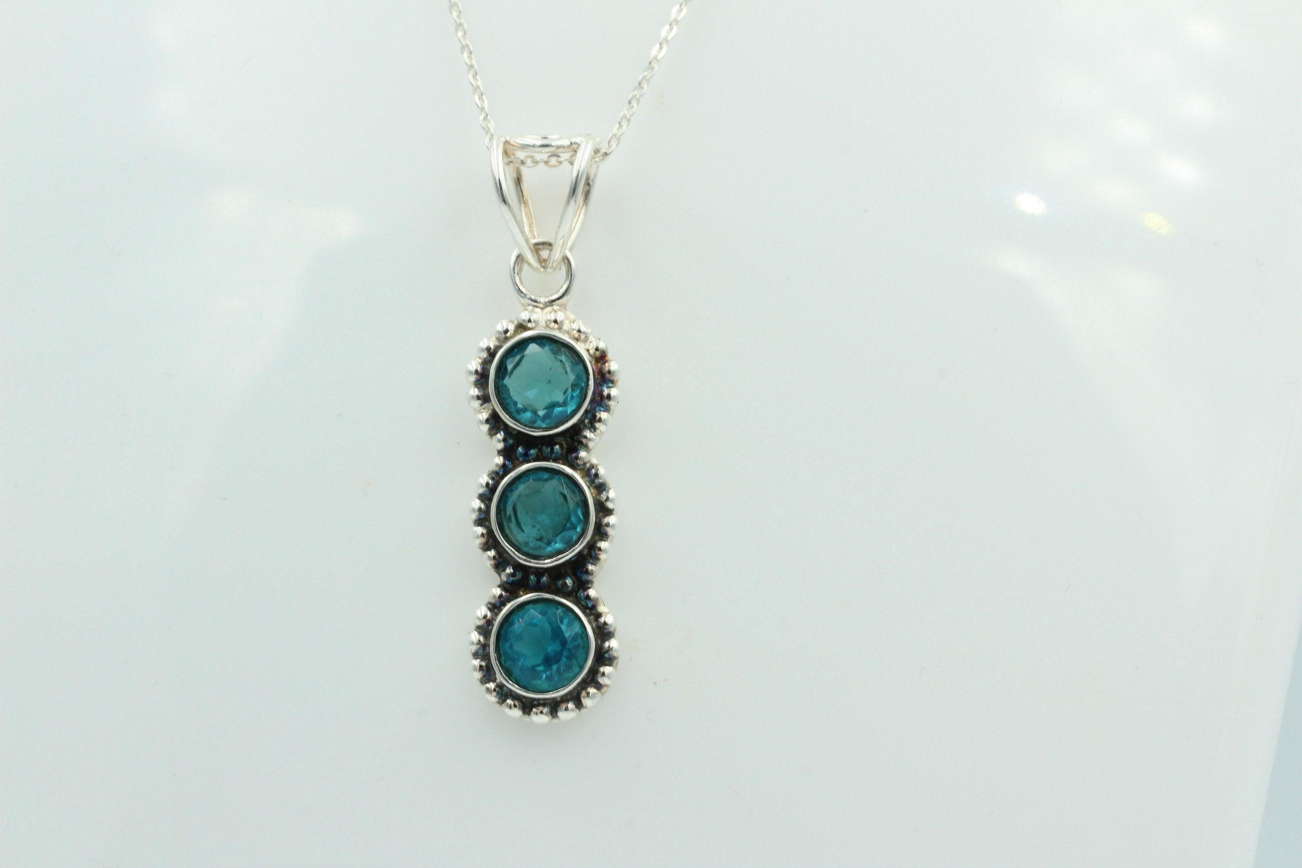 Blautopas Anhänger 925 Silber Collier Kette blauer Topas Sonderposten