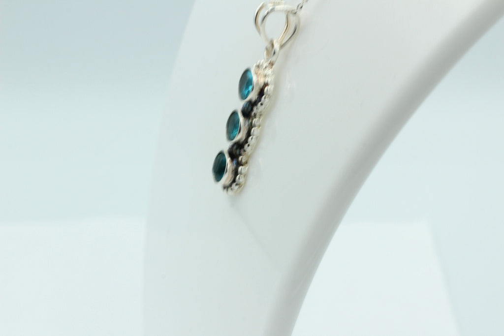 Blautopas Anhänger 925 Silber Collier Kette blauer Topas Sonderposten