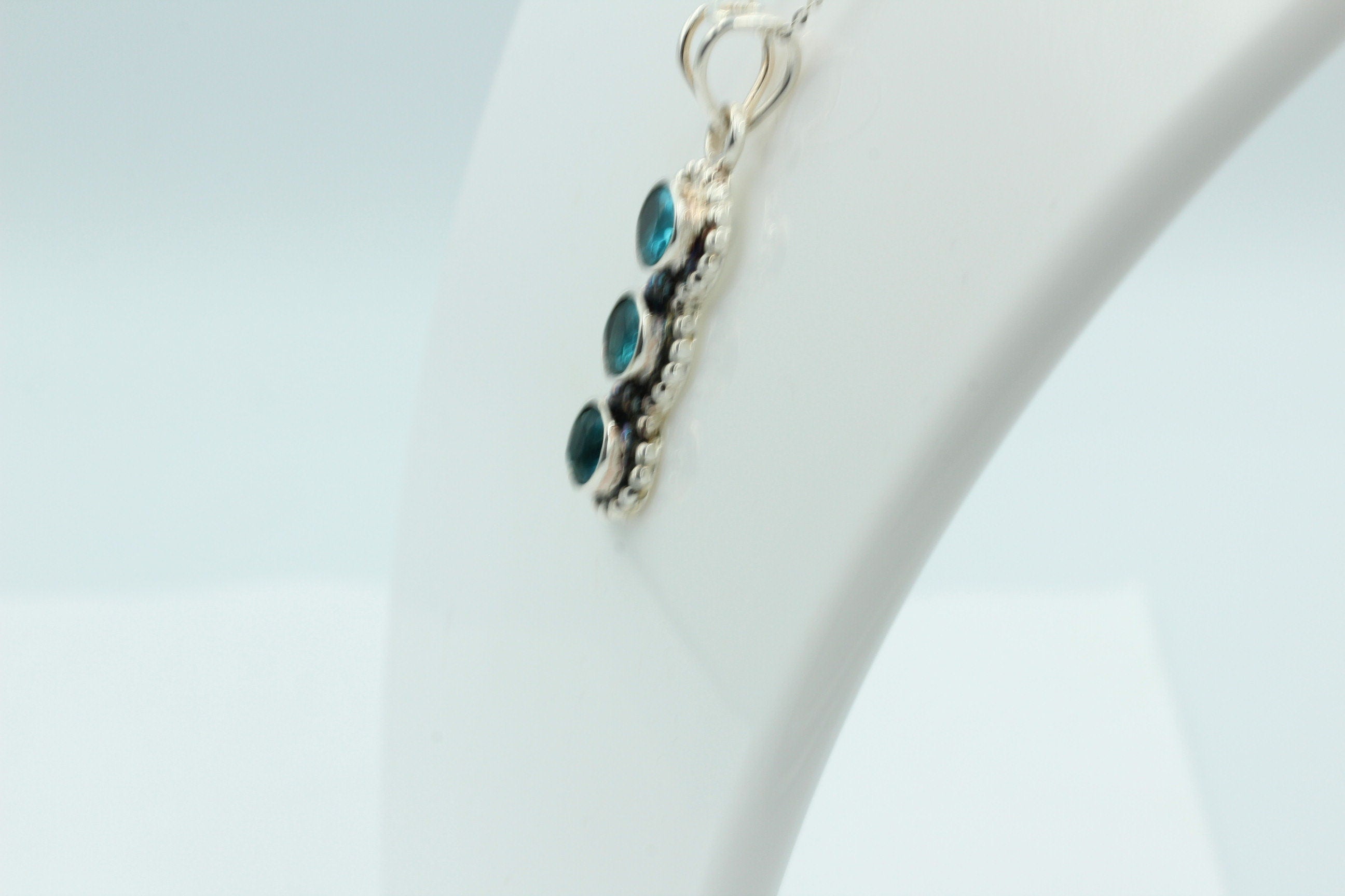 Blautopas Anhänger 925 Silber Collier Kette blauer Topas Sonderposten