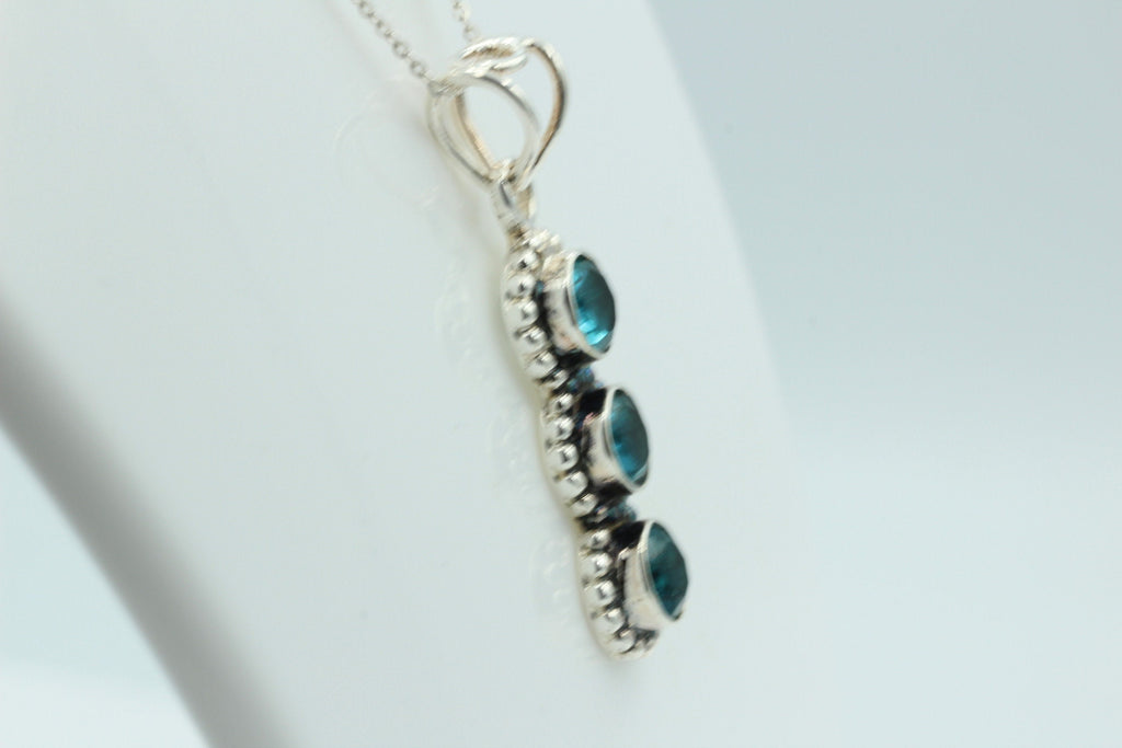Blautopas Anhänger 925 Silber Collier Kette blauer Topas Sonderposten