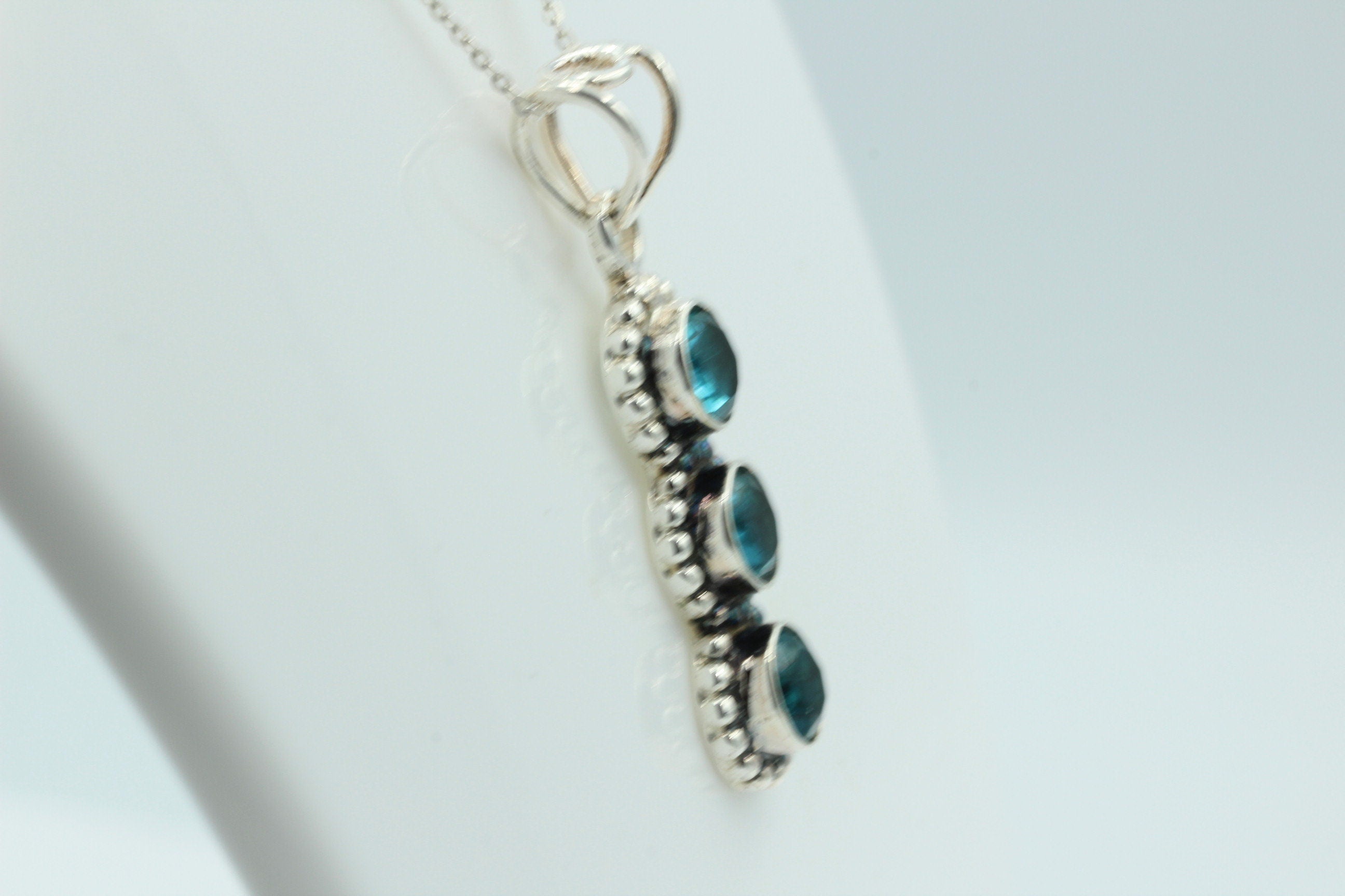 Blautopas Anhänger 925 Silber Collier Kette blauer Topas Sonderposten