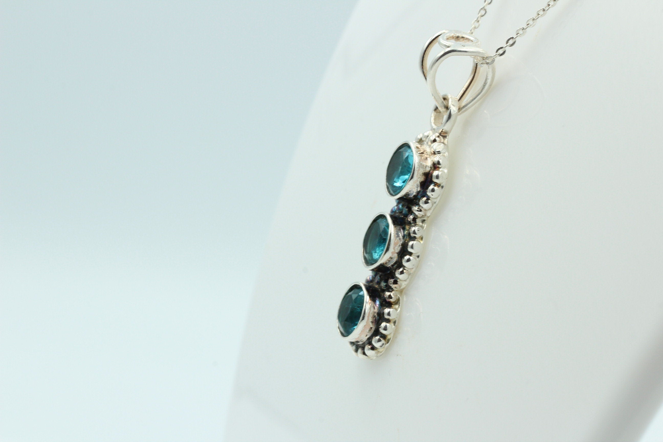 Blautopas Anhänger 925 Silber Collier Kette blauer Topas Sonderposten