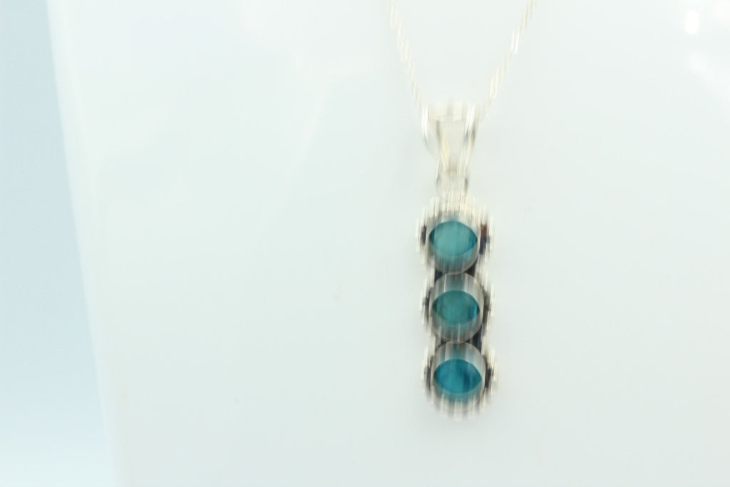 Blautopas Anhänger 925 Silber Collier Kette blauer Topas Sonderposten