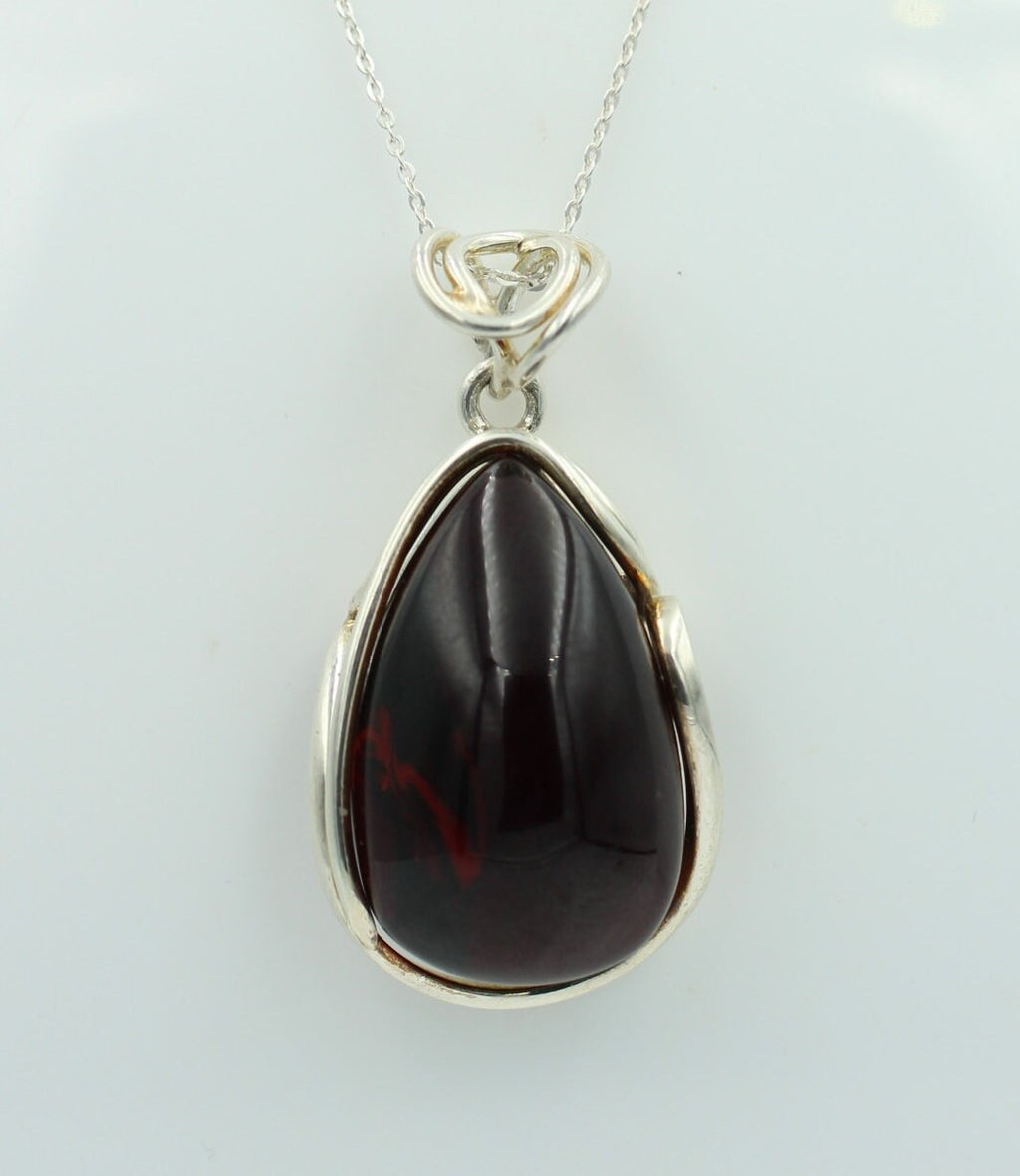 Design Bernstein Anhänger 925 Silber Bernsteinanhänger Collier Kette Bernstein