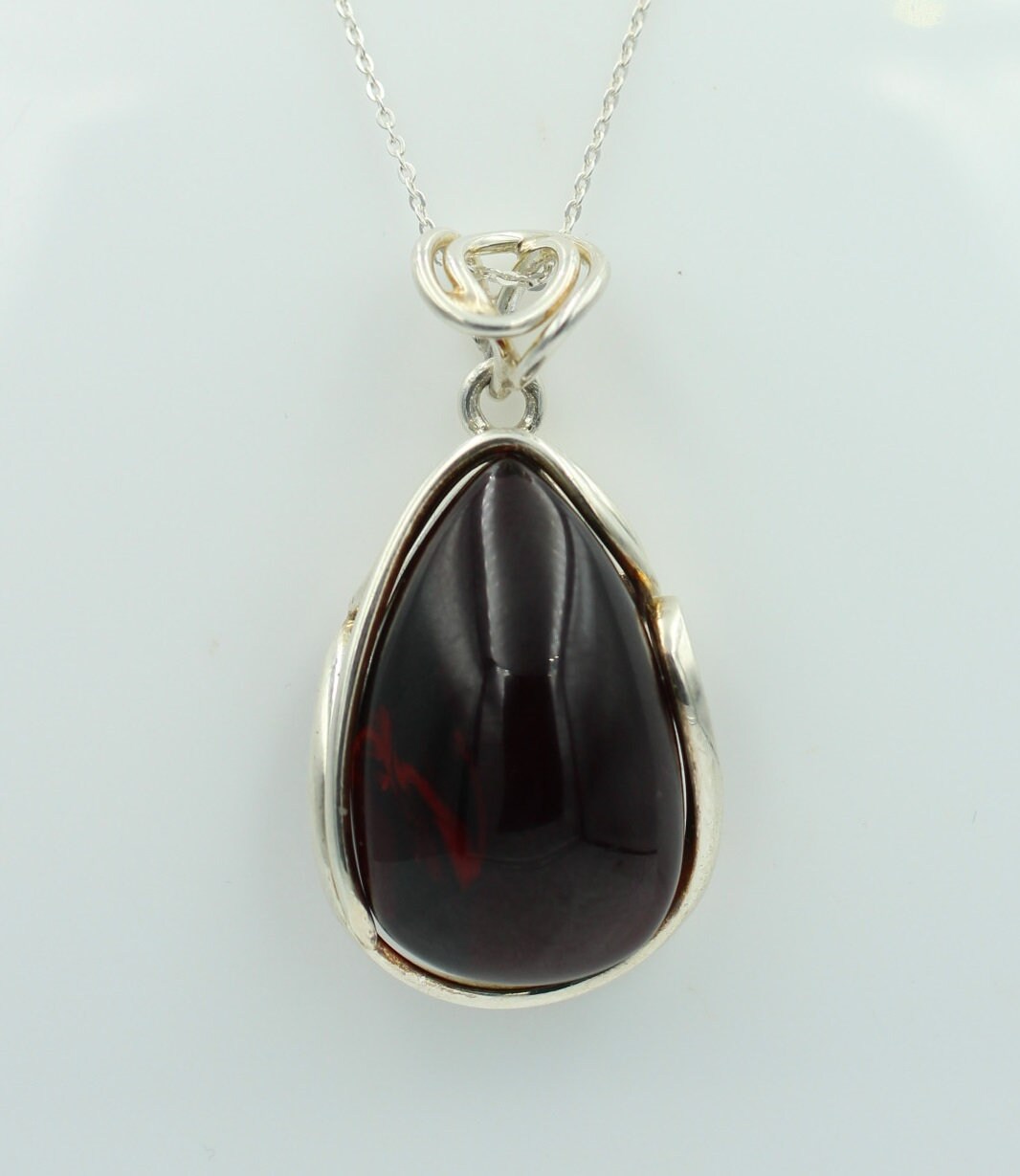Design Bernstein Anhänger 925 Silber Bernsteinanhänger Collier Kette Bernstein