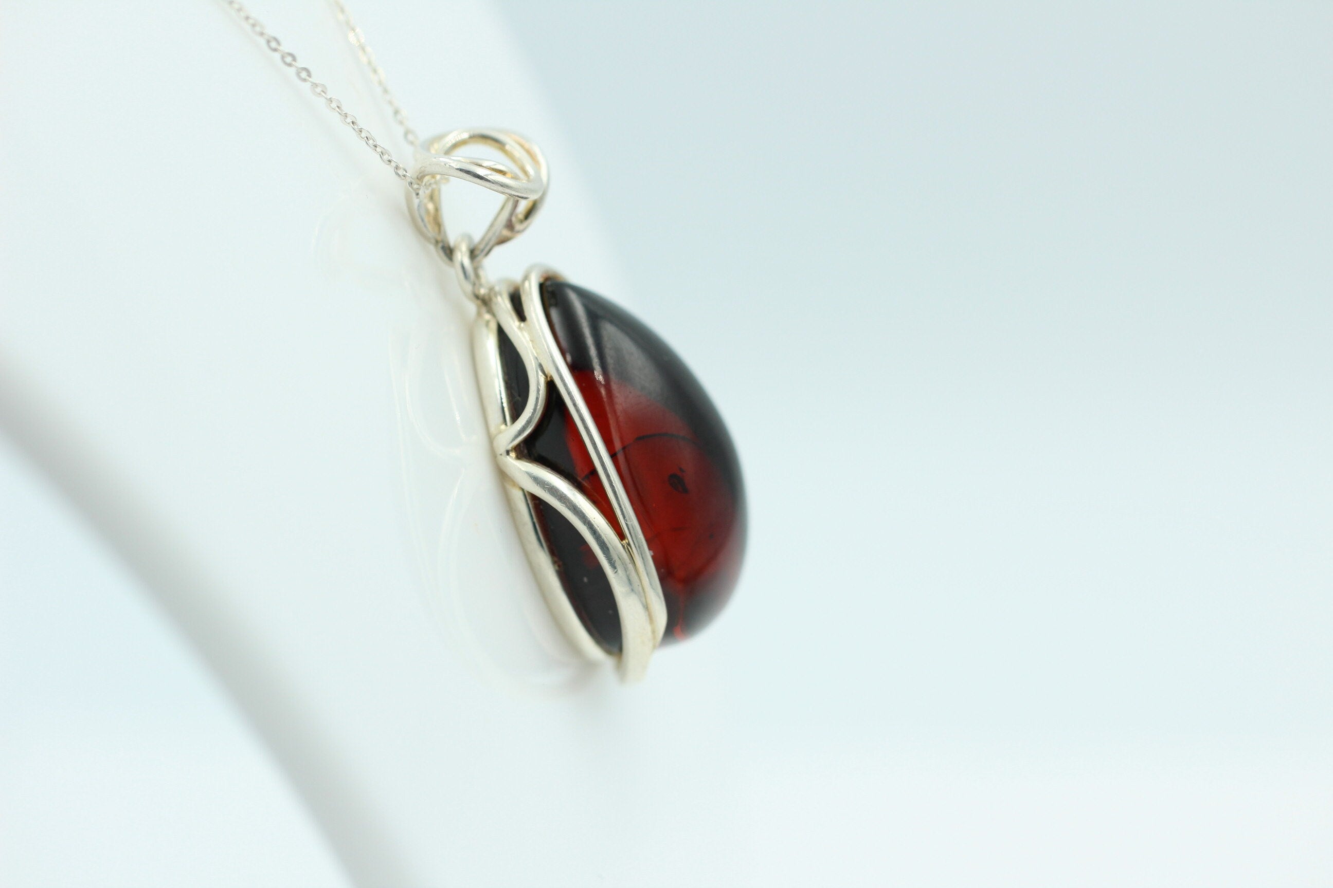 Design Bernstein Anhänger 925 Silber Bernsteinanhänger Collier Kette Bernstein