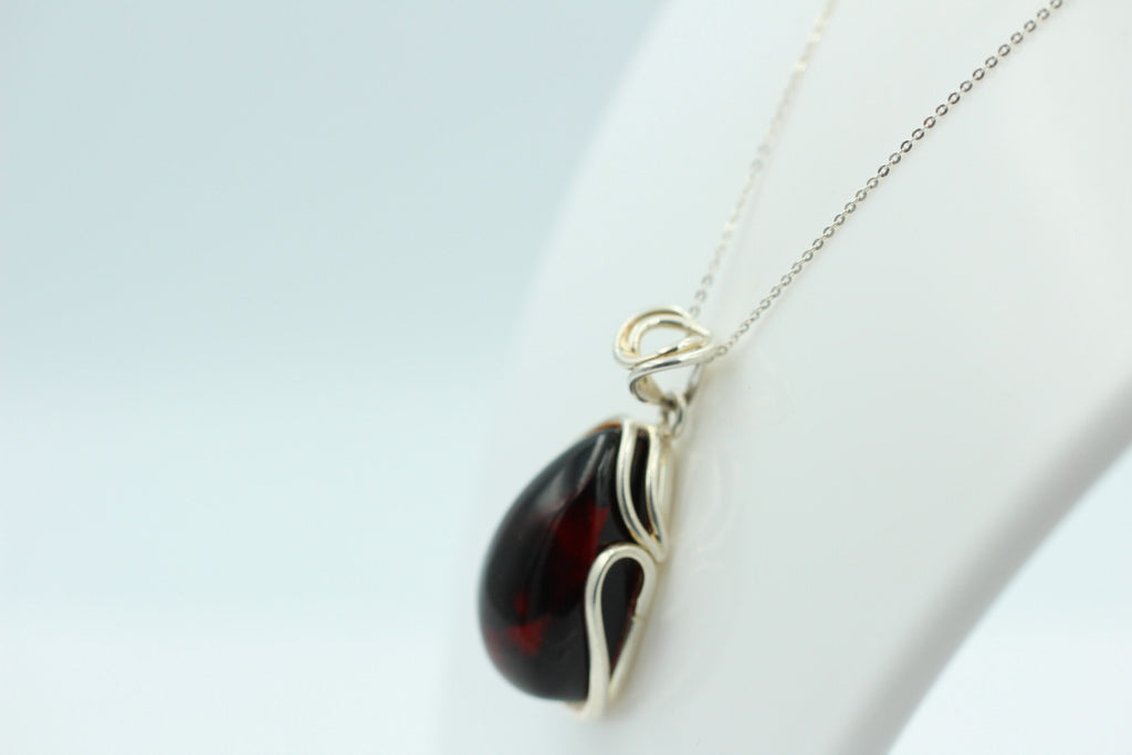 Design Bernstein Anhänger 925 Silber Bernsteinanhänger Collier Kette Bernstein