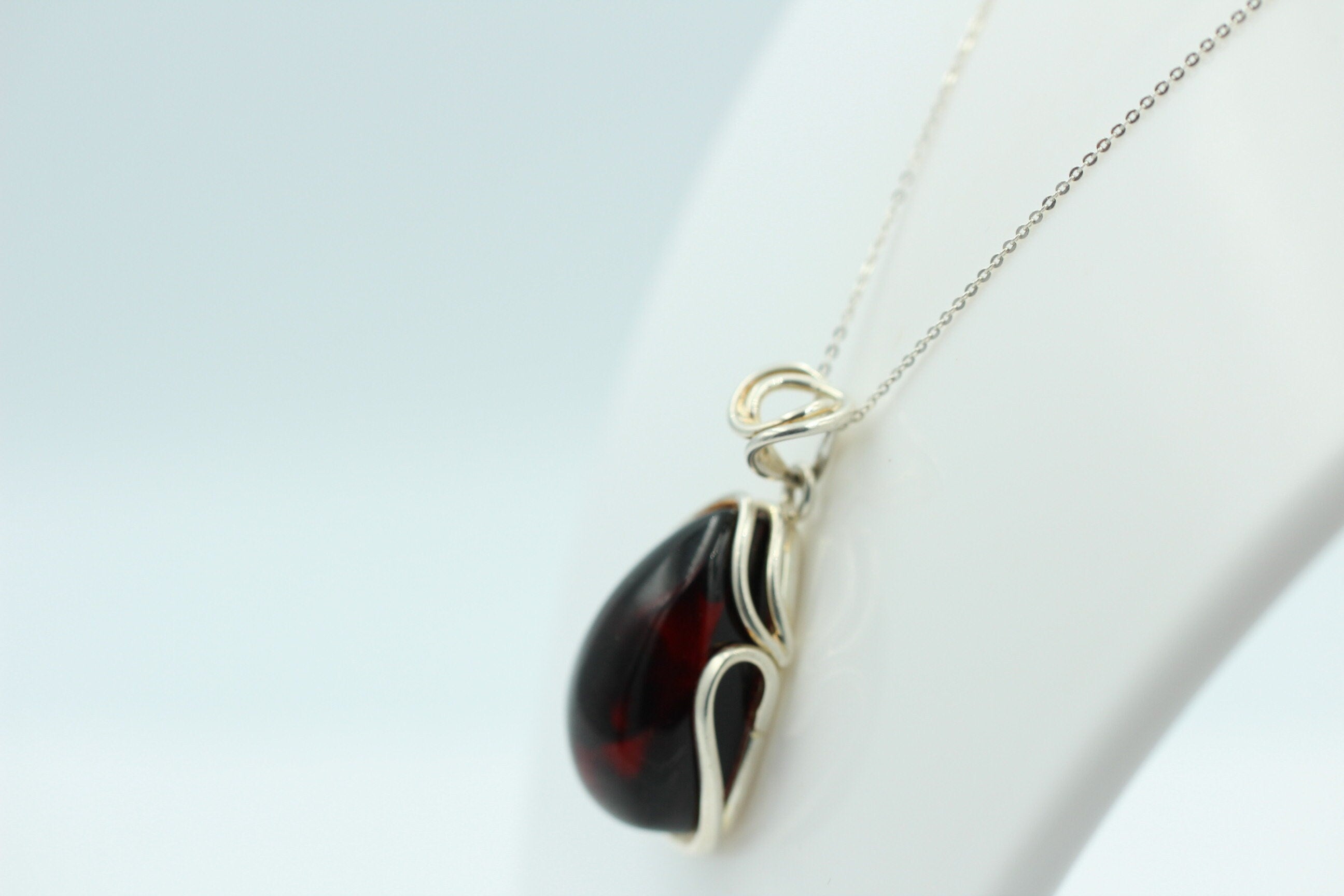 Design Bernstein Anhänger 925 Silber Bernsteinanhänger Collier Kette Bernstein