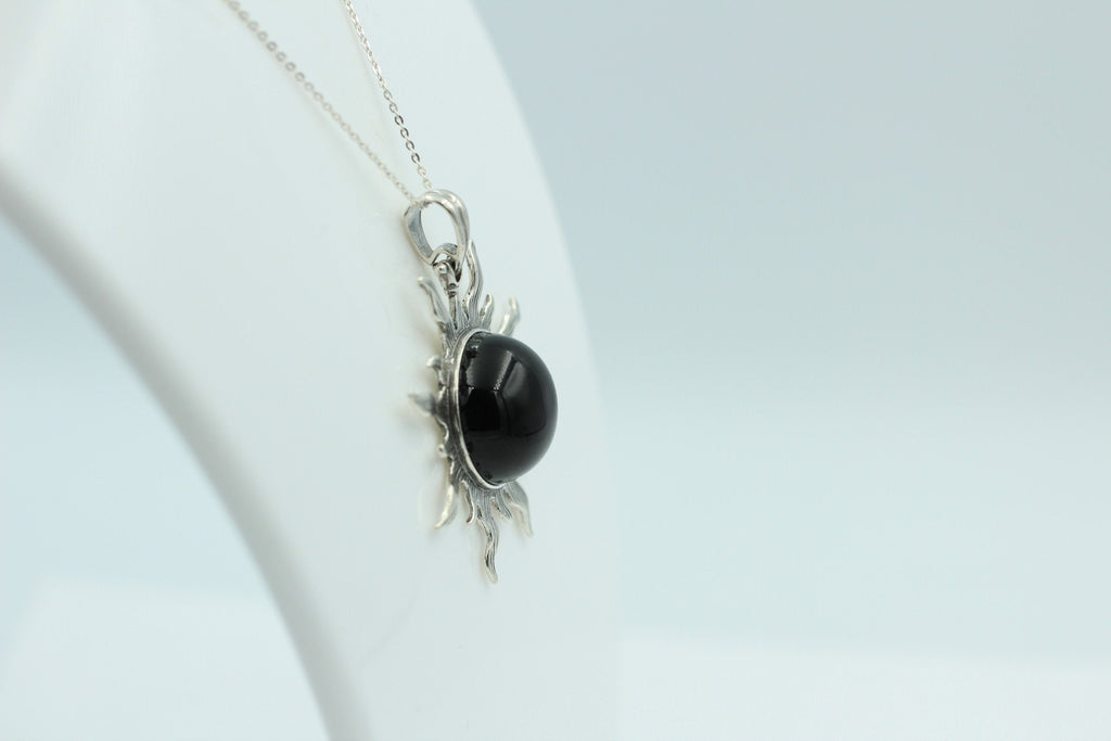 Bernstein Sonnen Anhänger 925 Silber Collier Kette Sonnenanhägner Schmuck