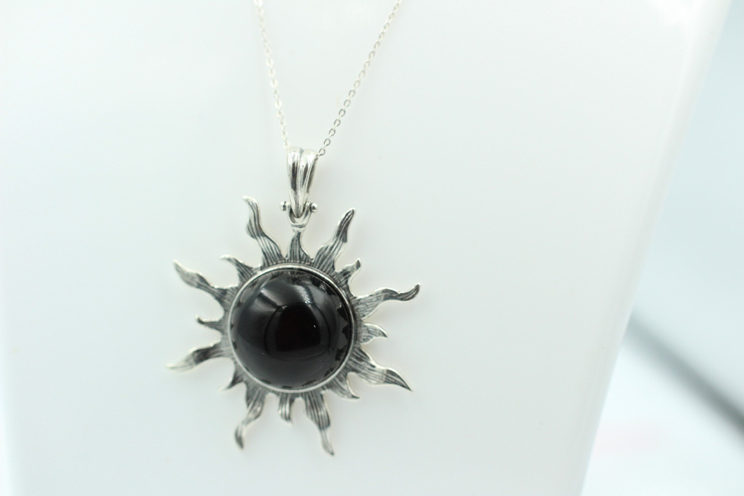 Bernstein Sonnen Anhänger 925 Silber Collier Kette Sonnenanhägner Schmuck