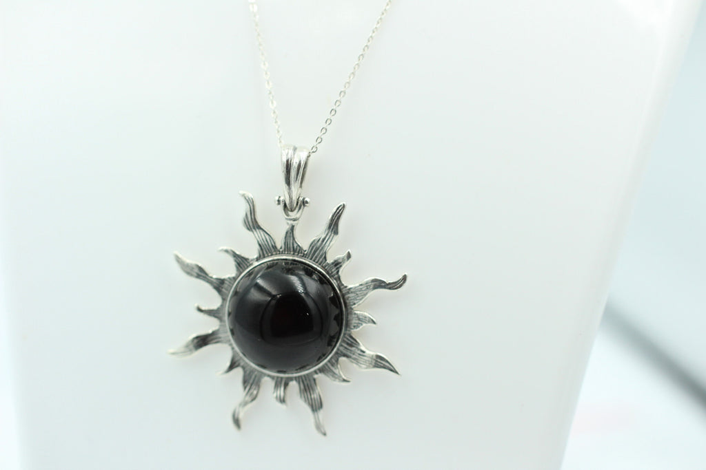 Bernstein Sonnen Anhänger 925 Silber Collier Kette Sonnenanhägner Schmuck
