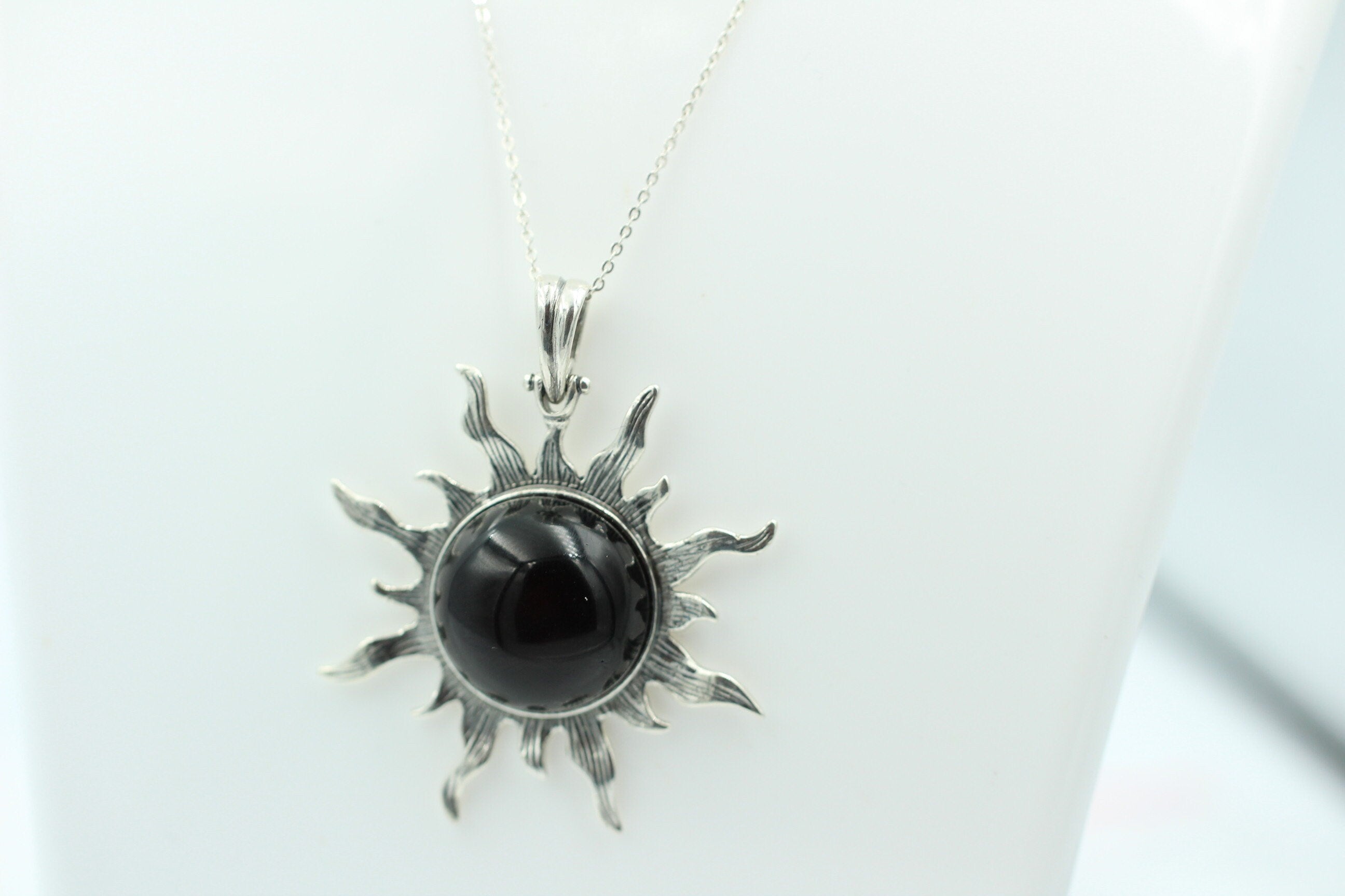 Bernstein Sonnen Anhänger 925 Silber Collier Kette Sonnenanhägner Schmuck