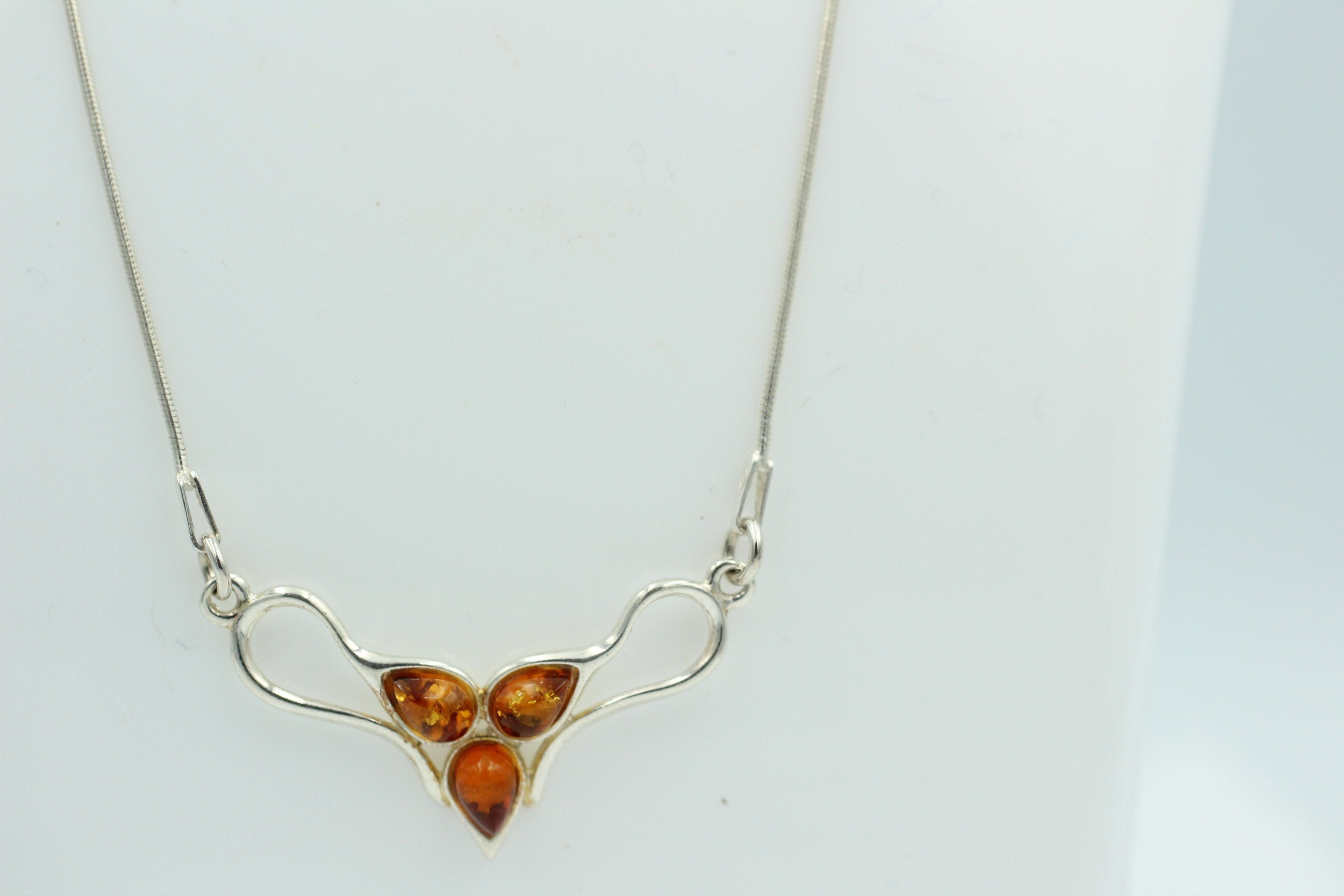 Bernstein Collier braun 925 Sterling Silber Bernsteinkette ca 42 cm