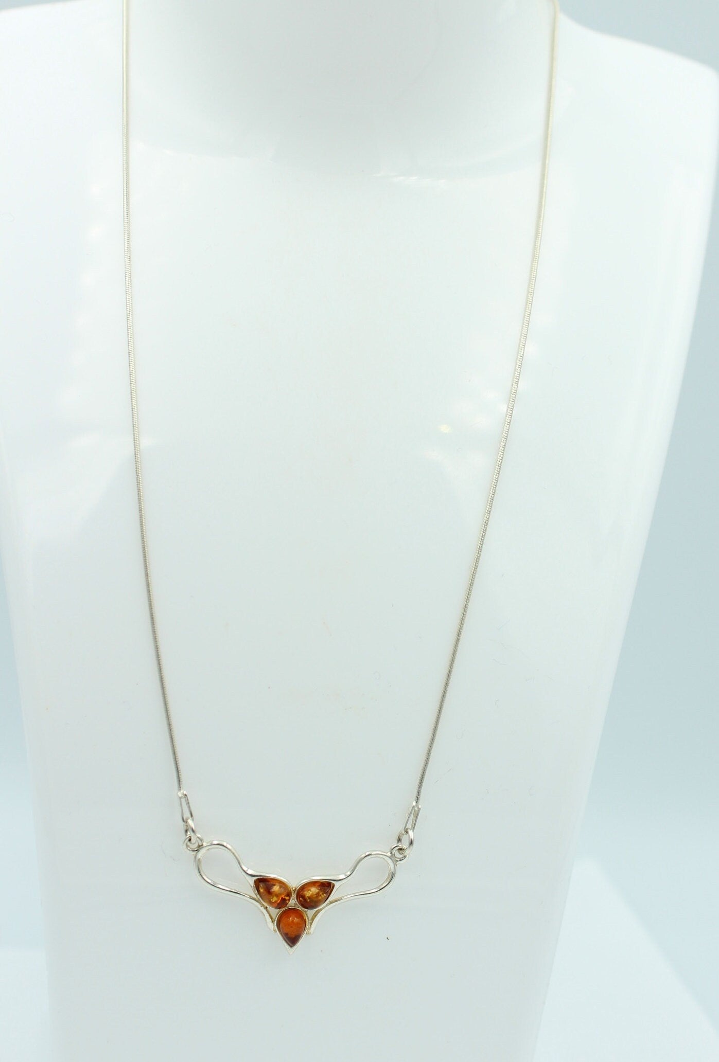 Bernstein Collier braun 925 Sterling Silber Bernsteinkette ca 42 cm