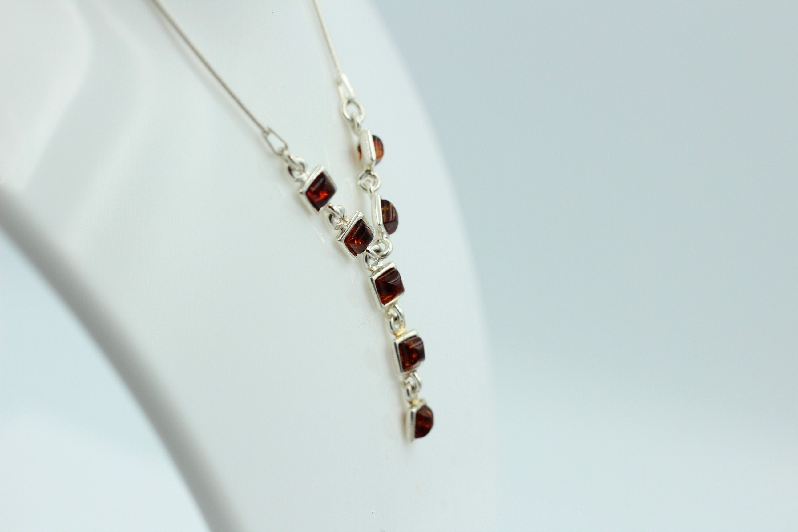 Bernstein Collier brauner Bernstein 925 Sterling Silber Bernsteinkette ca 42 cm