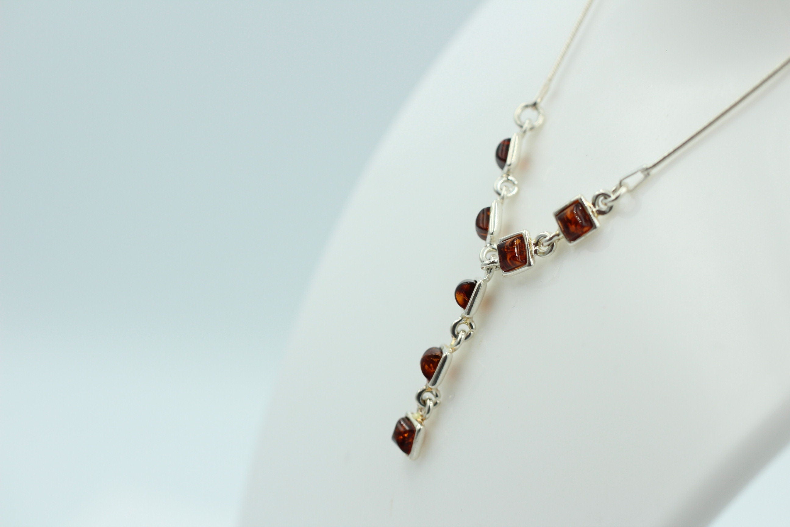 Bernstein Collier brauner Bernstein 925 Sterling Silber Bernsteinkette ca 42 cm