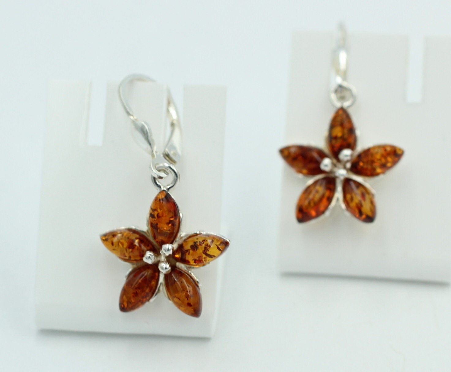 Bernstein Blumen Ohrhänger 925 Silber Bernsteinblume Silberbrisur Top Edel