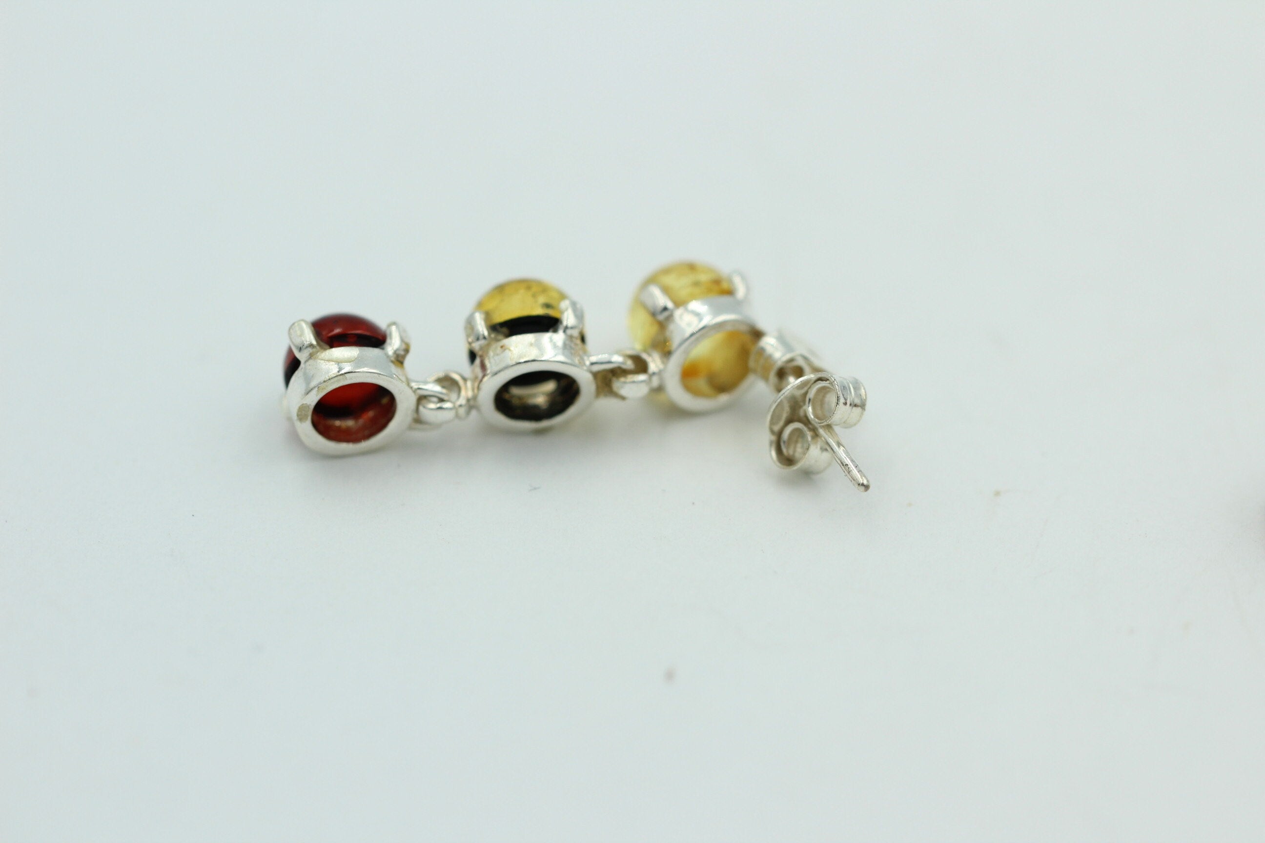 Bernstein Brisur 925 Silber Ohrstecker Ohrring Cabochon vom Baltikum Top Edel