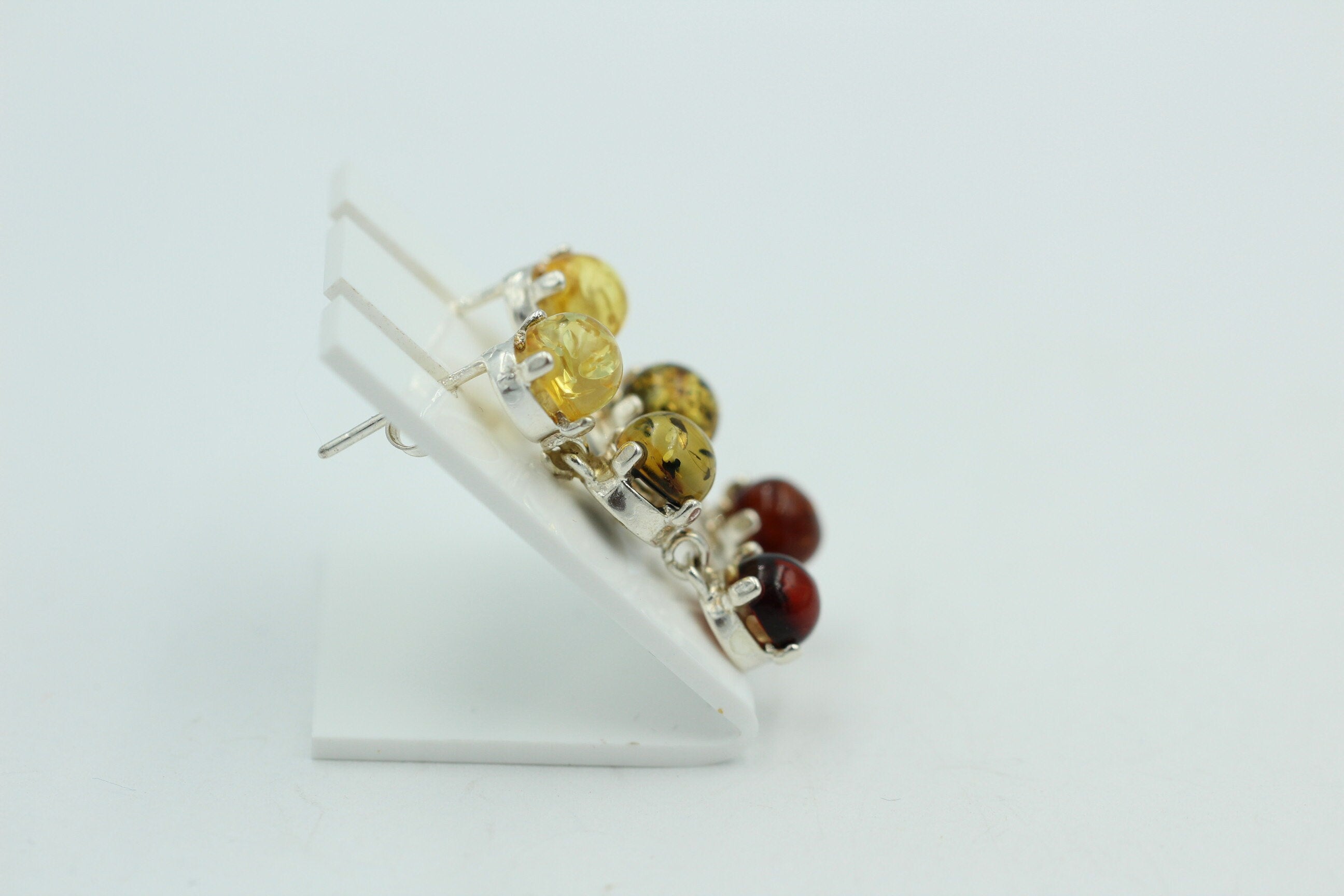 Bernstein Brisur 925 Silber Ohrstecker Ohrring Cabochon vom Baltikum Top Edel