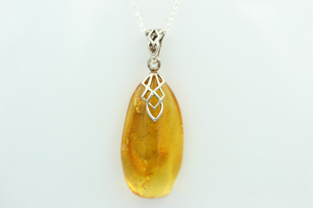Design Bernstein Anhänger 925 Silber Bernsteinanhänger Collier Kette Bernstein