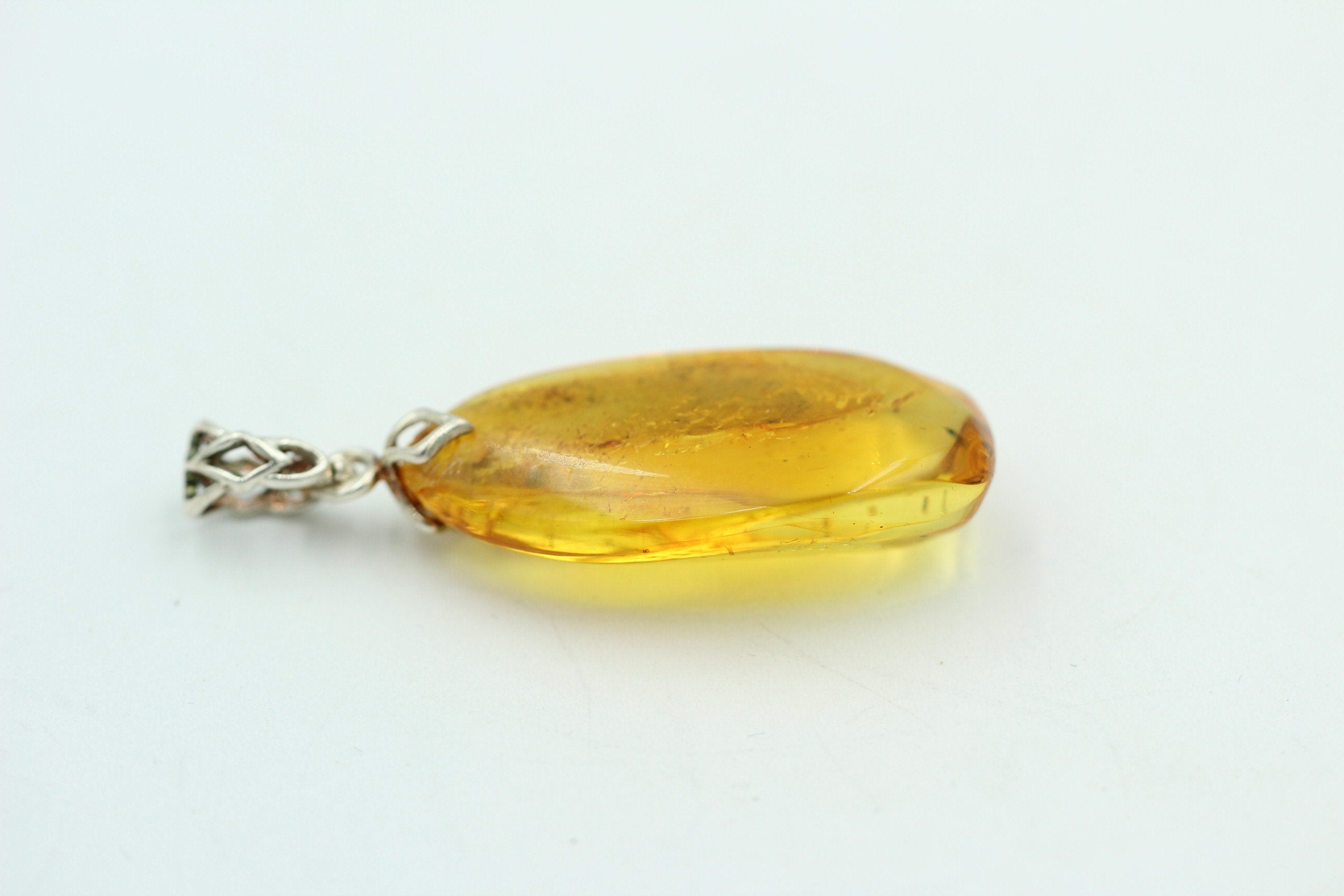 Design Bernstein Anhänger 925 Silber Bernsteinanhänger Collier Kette Bernstein