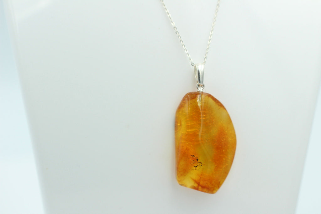 Design Bernstein Anhänger 925 Silber Bernsteinanhänger Collier Kette Bernstein