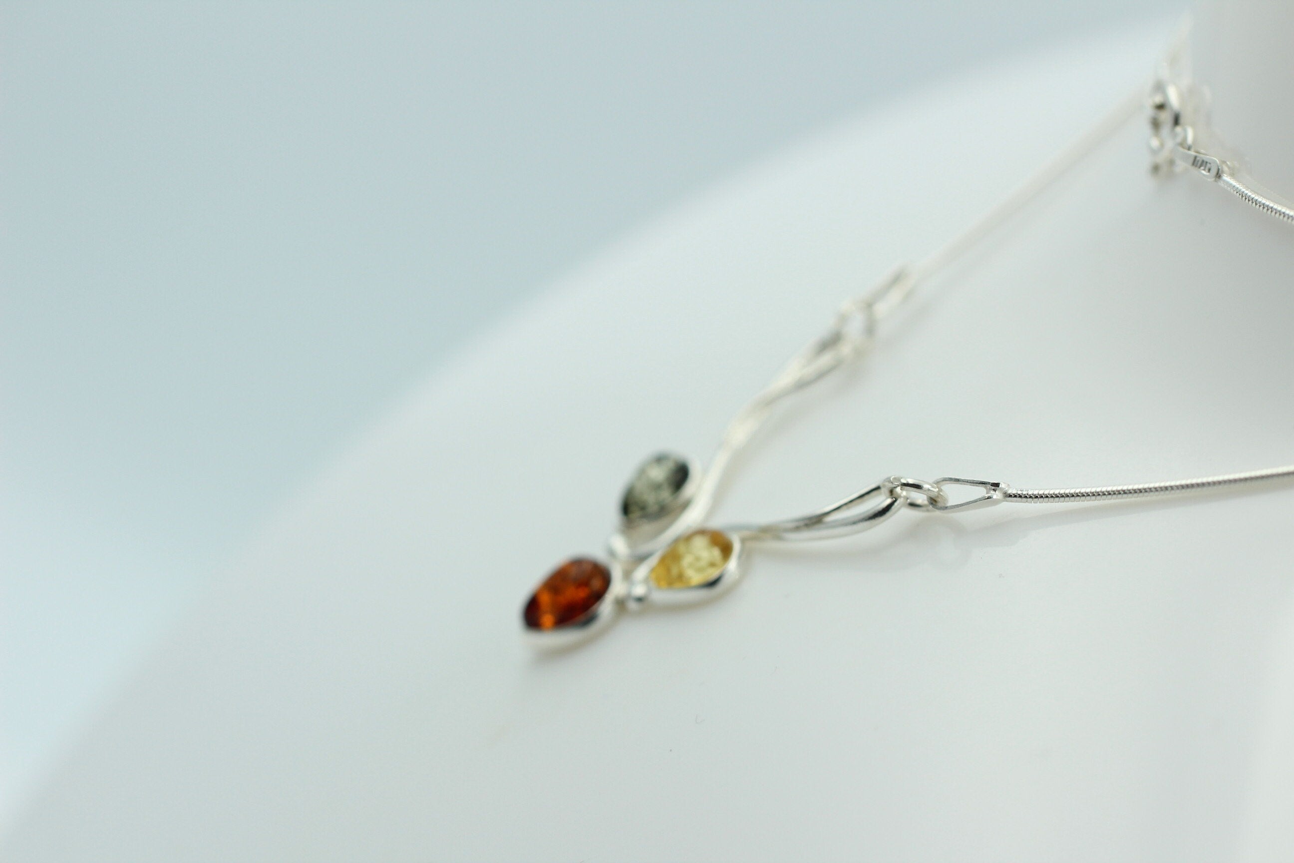 Bernstein Collier Bernstein 925 Sterling Silber Bernsteinkette ca 42 cm