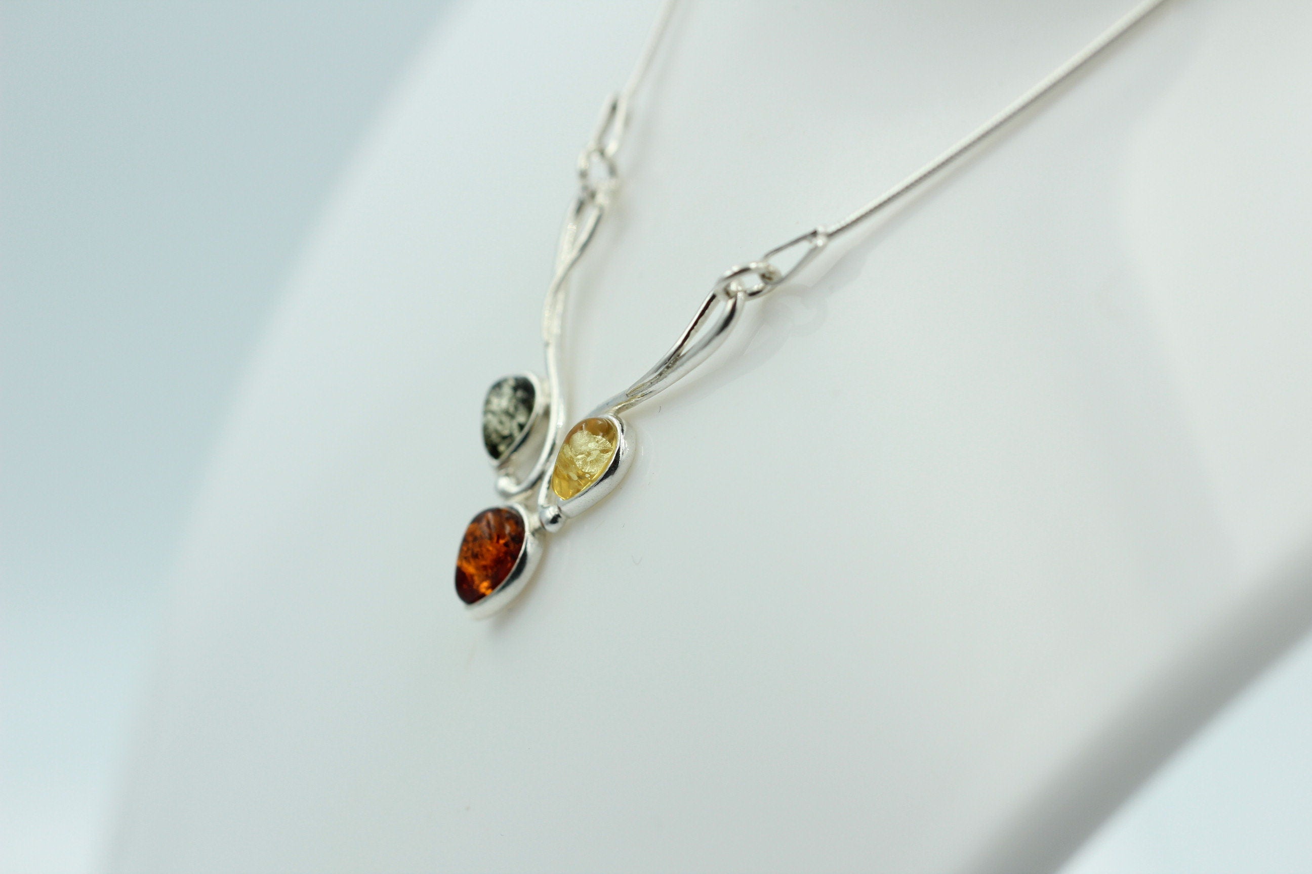 Bernstein Collier Bernstein 925 Sterling Silber Bernsteinkette ca 42 cm