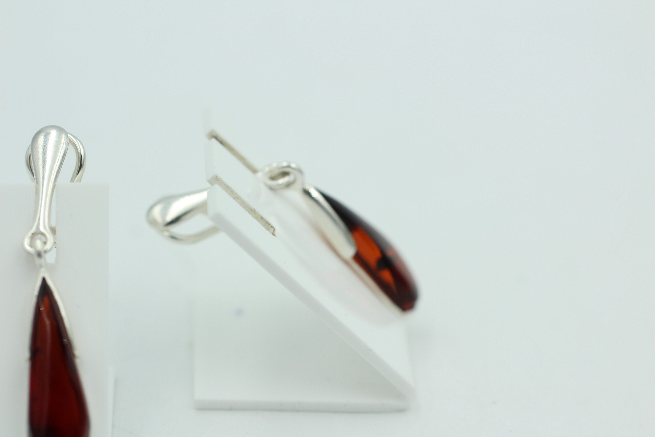 Bernstein Ohrclip 925 Silber Ohrcklip aus Sterlingsilber Bernstein Baltikum