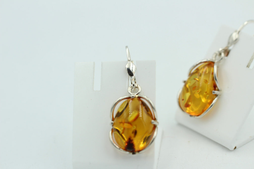 Edle Design Bernstein Ohrhänger 925 Silber Bernstein Letland Ohrschmuck Brisur