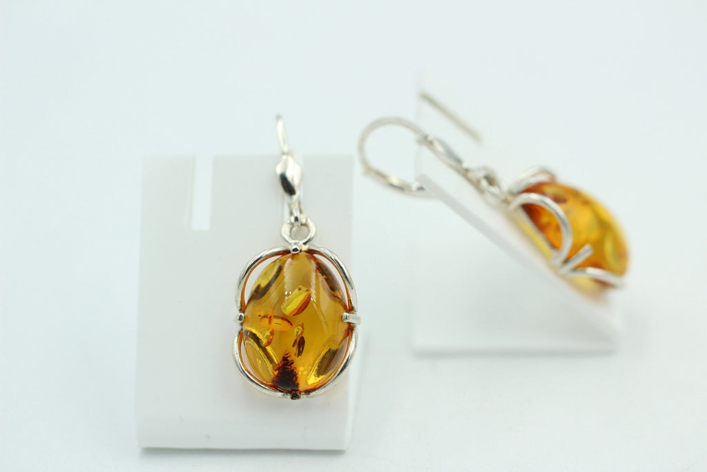 Edle Design Bernstein Ohrhänger 925 Silber Bernstein Letland Ohrschmuck Brisur