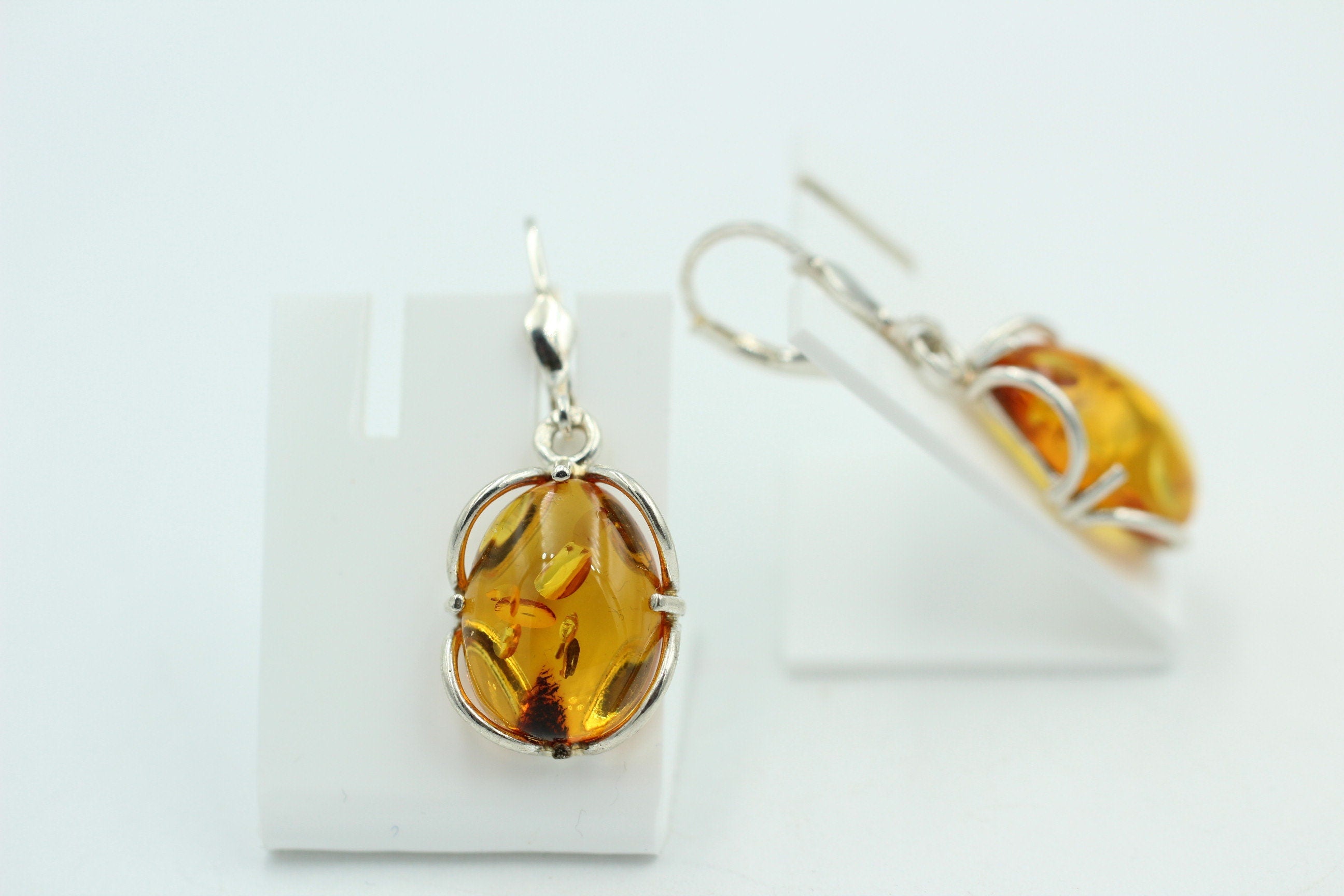 Edle Design Bernstein Ohrhänger 925 Silber Bernstein Letland Ohrschmuck Brisur