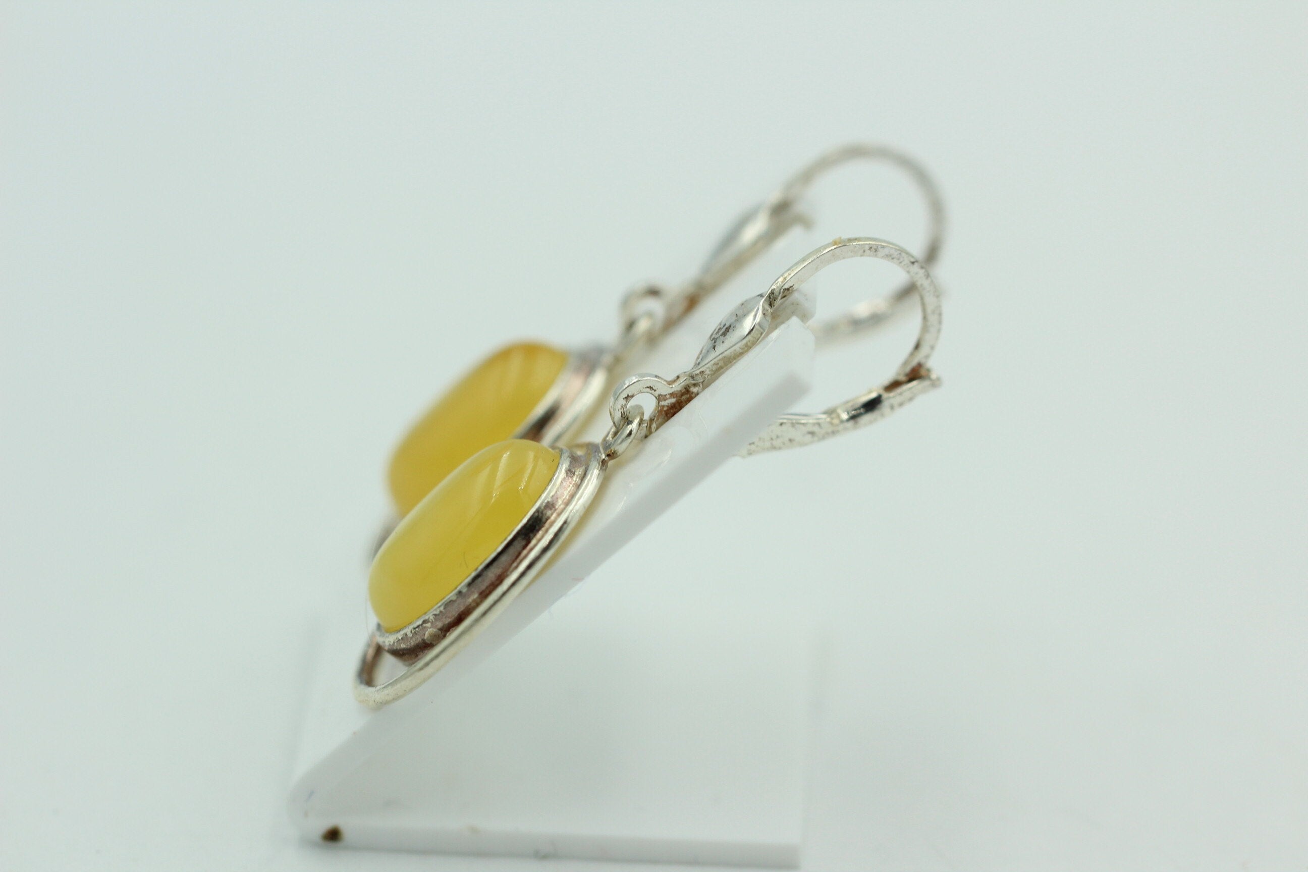Bernstein Ohrhänger Brisur 925 Silber brauner Bernstein Designohrhänger Top