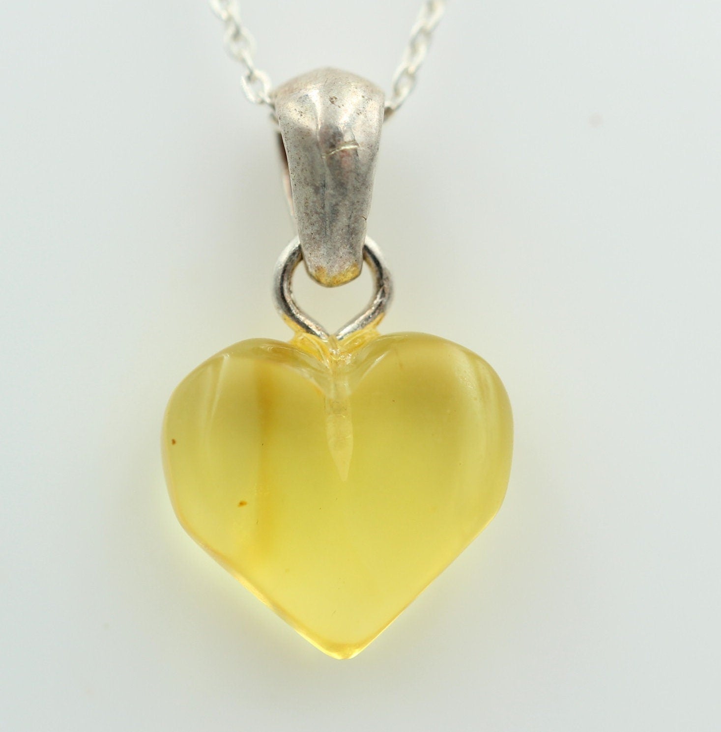 Bernsteinherz 925 Silber Collier Kette Bernstein Herz Top Bernsteinanhänger