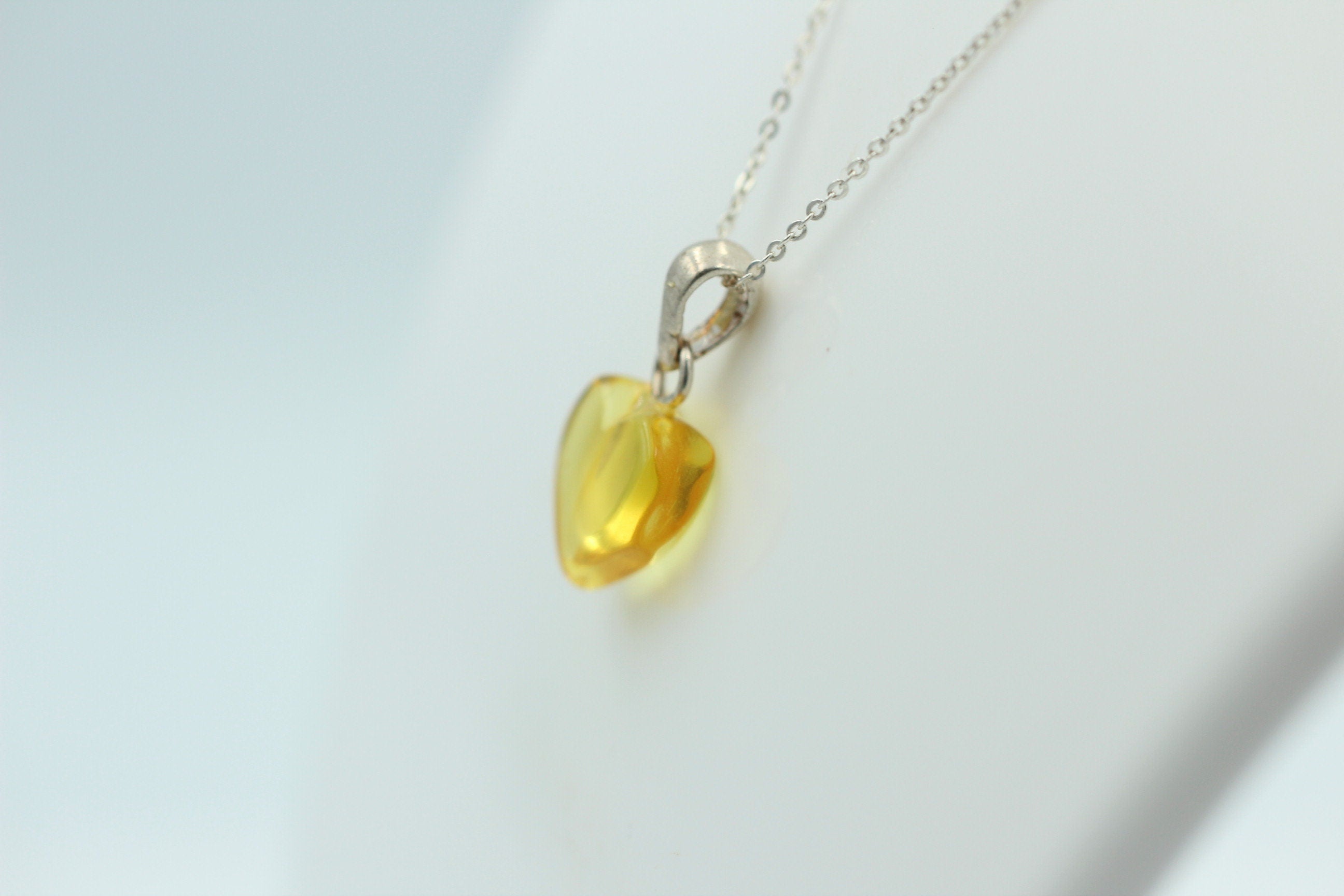 Bernsteinherz 925 Silber Collier Kette Bernstein Herz Top Bernsteinanhänger