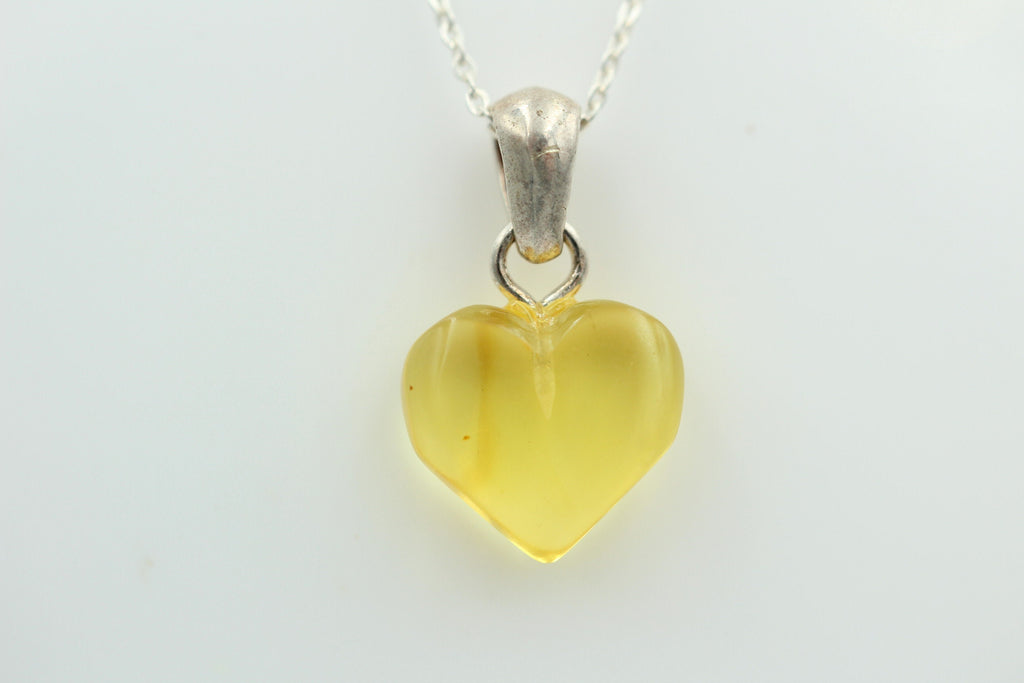 Bernsteinherz 925 Silber Collier Kette Bernstein Herz Top Bernsteinanhänger