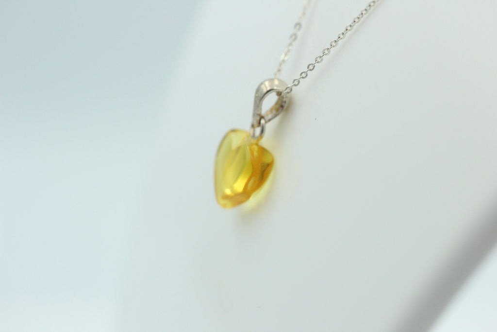 Bernsteinherz 925 Silber Collier Kette Bernstein Herz Top Bernsteinanhänger