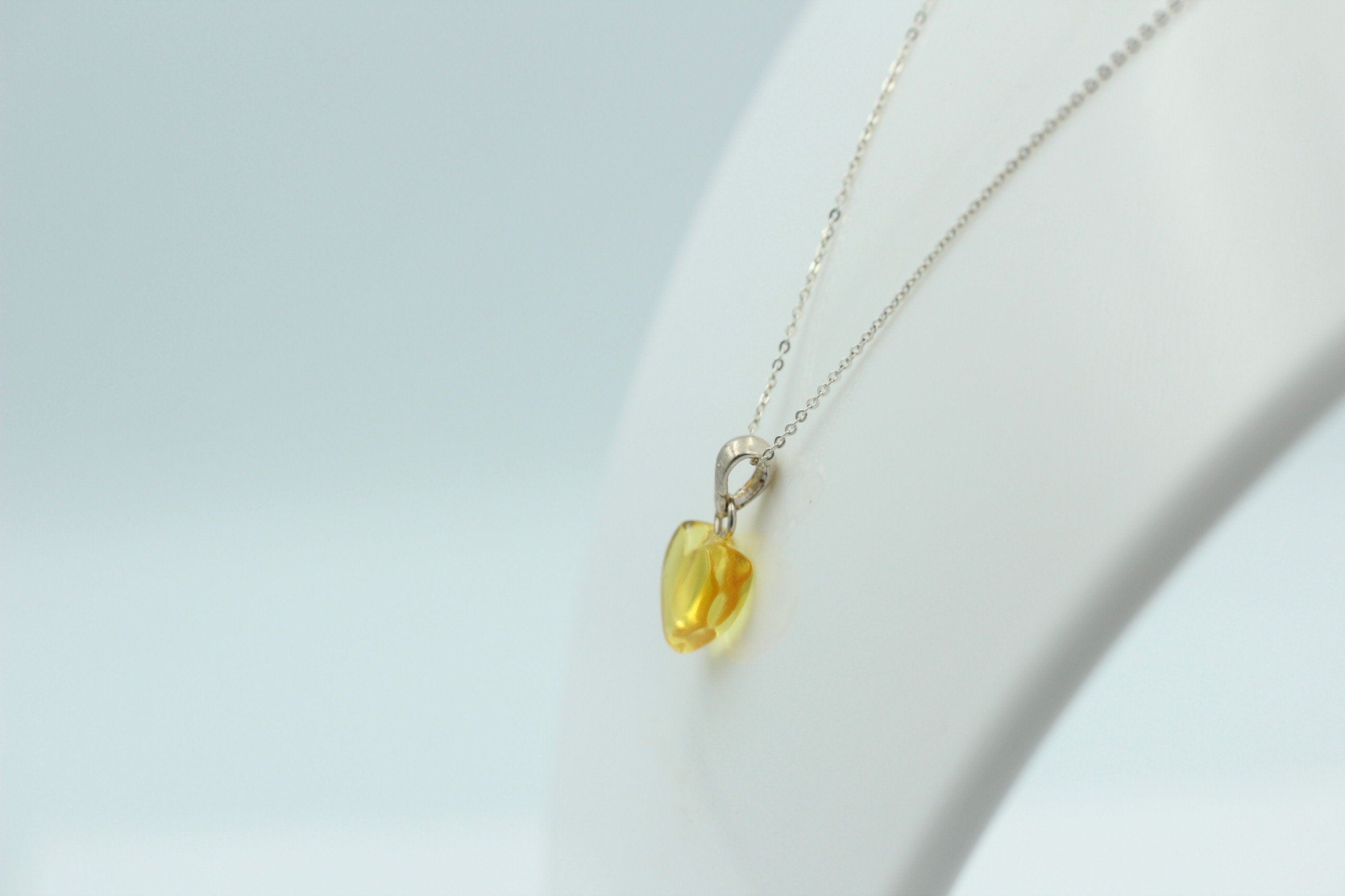 Bernsteinherz 925 Silber Collier Kette Bernstein Herz Top Bernsteinanhänger