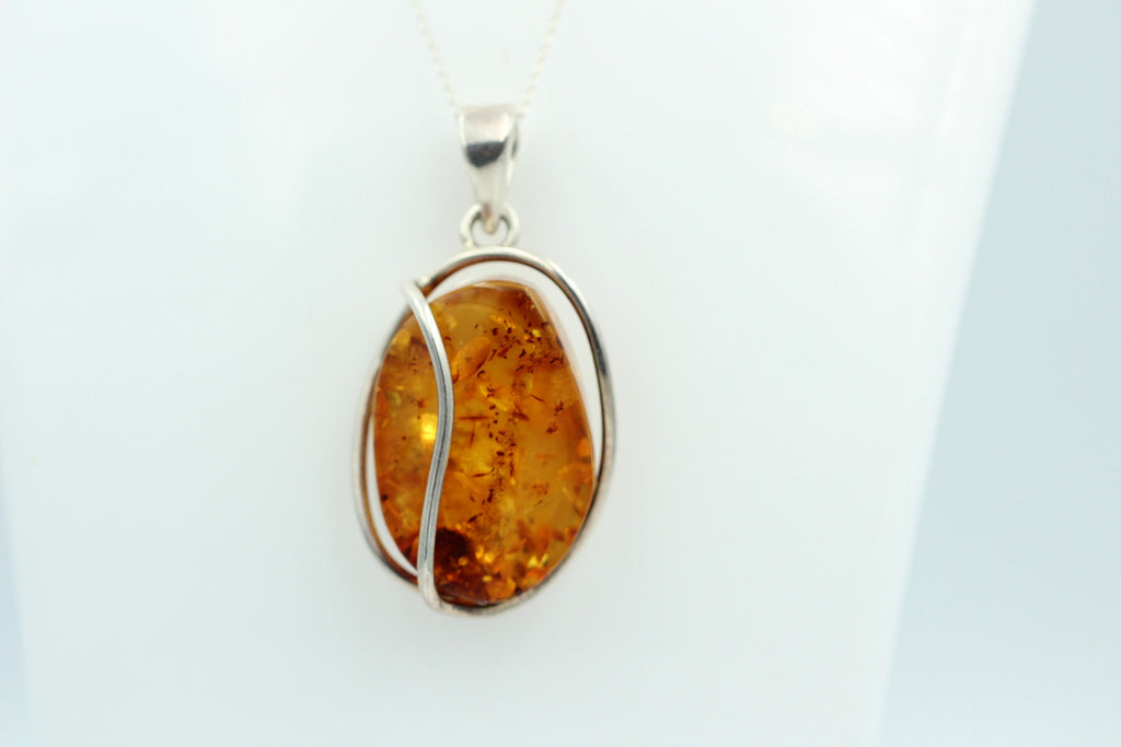 Design Bernsteinanhänger 925 Silber Bernstein Schmuck Collier Kette Bernstein