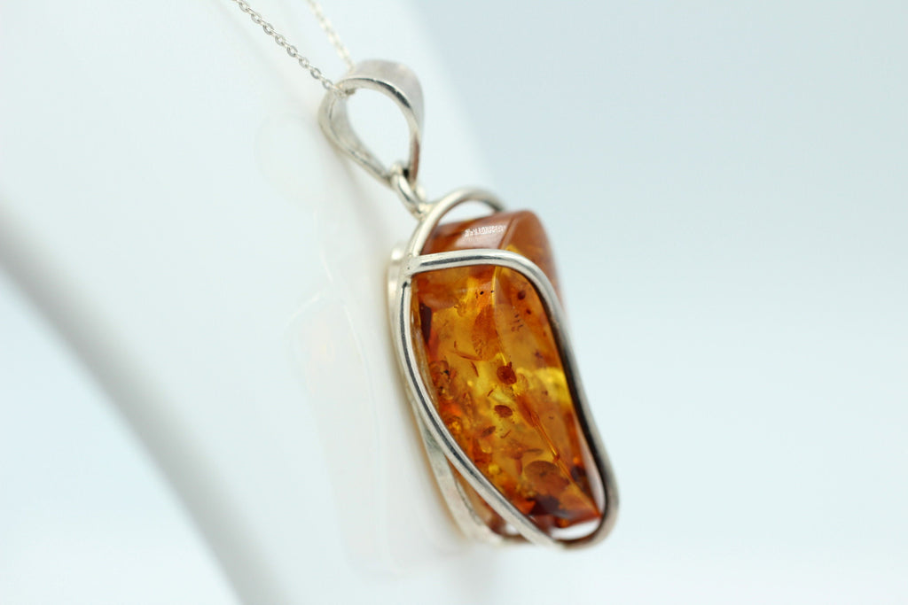 Design Bernsteinanhänger 925 Silber Bernstein Schmuck Collier Kette Bernstein