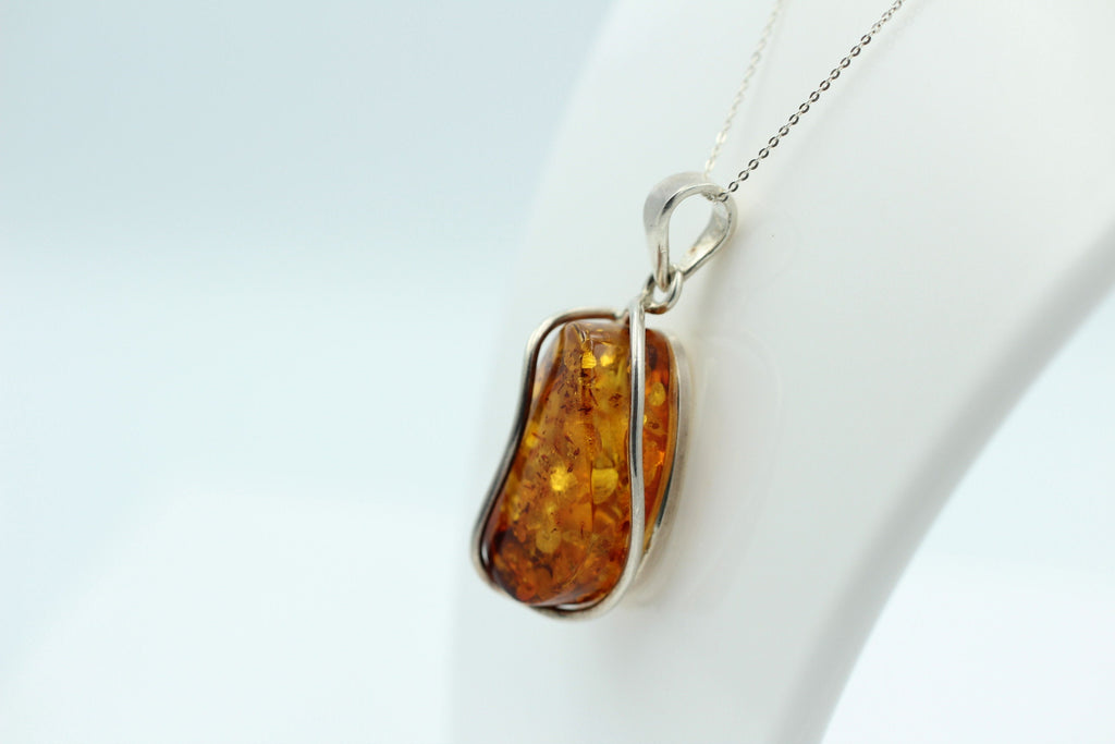 Design Bernsteinanhänger 925 Silber Bernstein Schmuck Collier Kette Bernstein