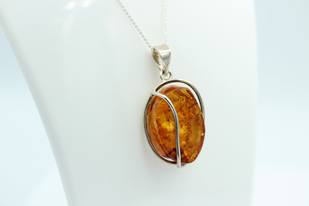 Design Bernsteinanhänger 925 Silber Bernstein Schmuck Collier Kette Bernstein