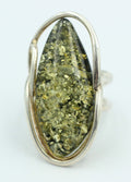 Design Bernstein Fingerring 925 Silber Gr 18, 55 Ringschiene offen Bernstein