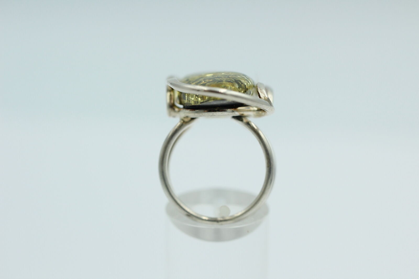 Design Bernstein Fingerring 925 Silber Gr 18, 55 Ringschiene offen Bernstein